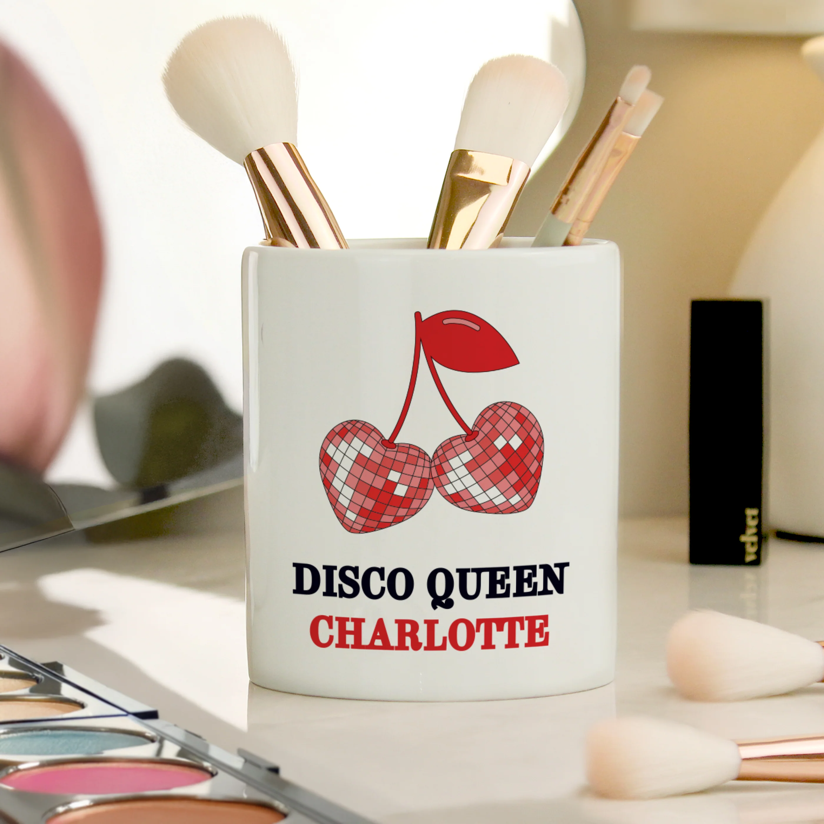 Personalised Cherry Make Up Brush Holder