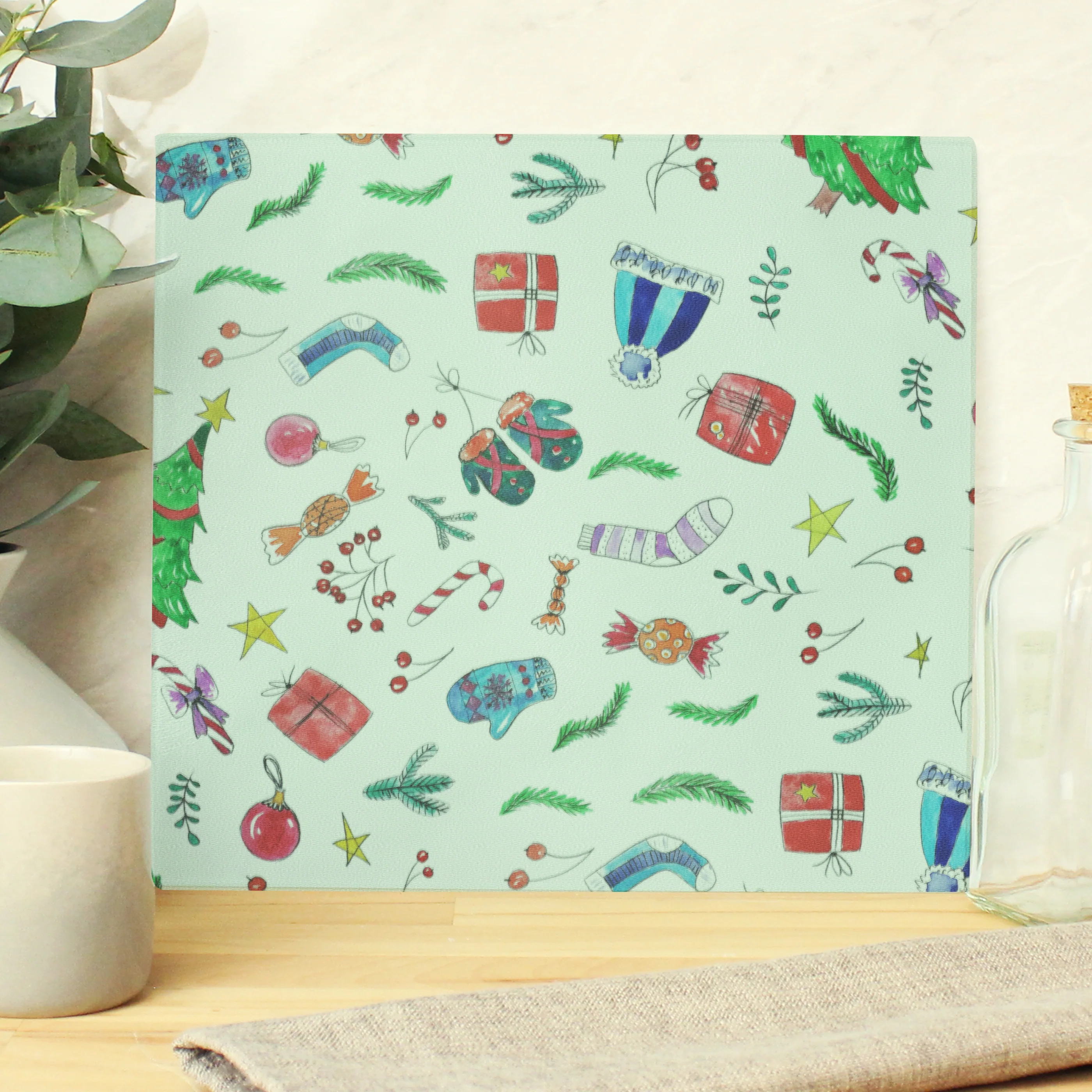 Personalised Childrens Drawing Photo Upload Glass Chopping Board/Worktop Saver - Image 3