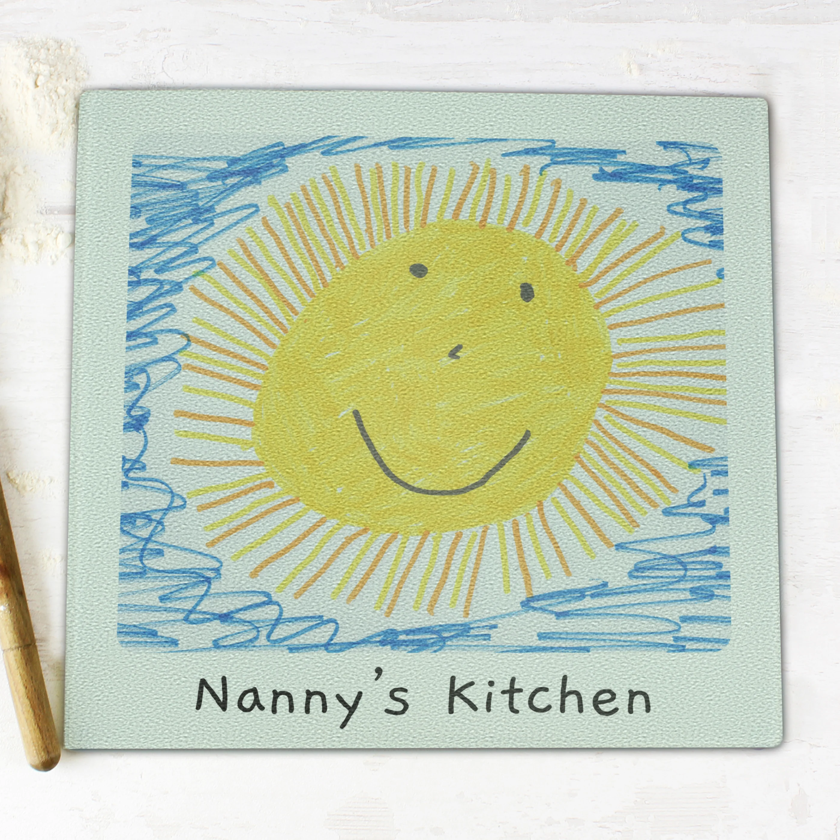 Personalised Childrens Drawing Photo Upload Glass Chopping Board/Worktop Saver - Image 9