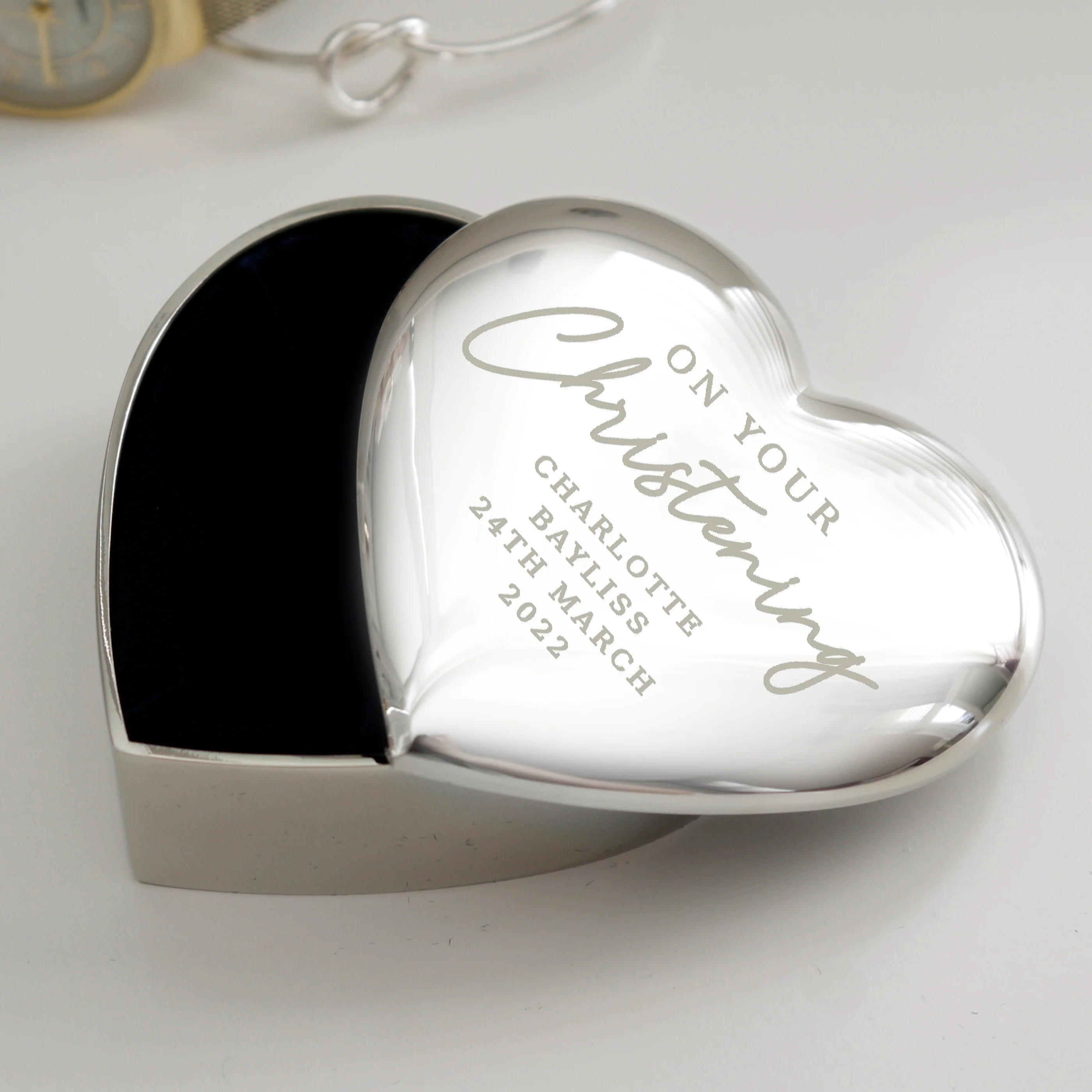 Personalised Christening Heart Trinket Box - Image 2