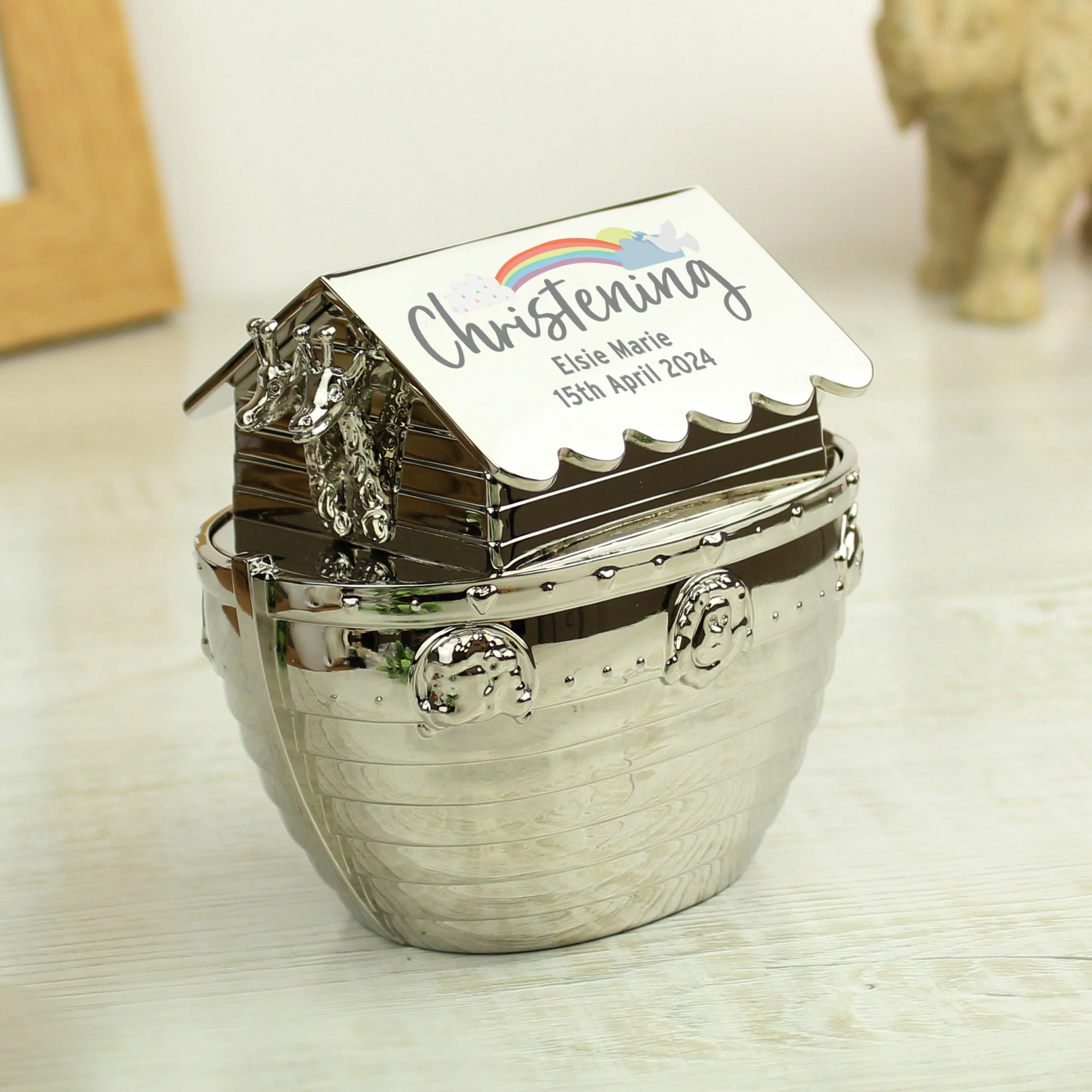 Personalised Christening Noahs Ark Money Box - Image 2