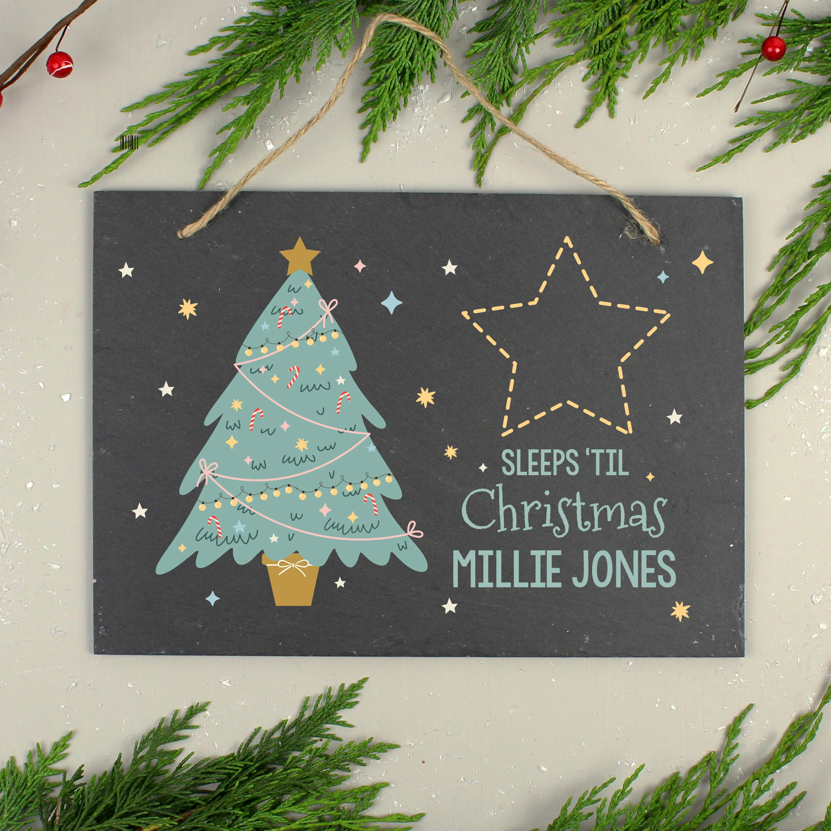 Personalised Christmas Chalk Countdown Hanging Large Slate Sign - Image 3