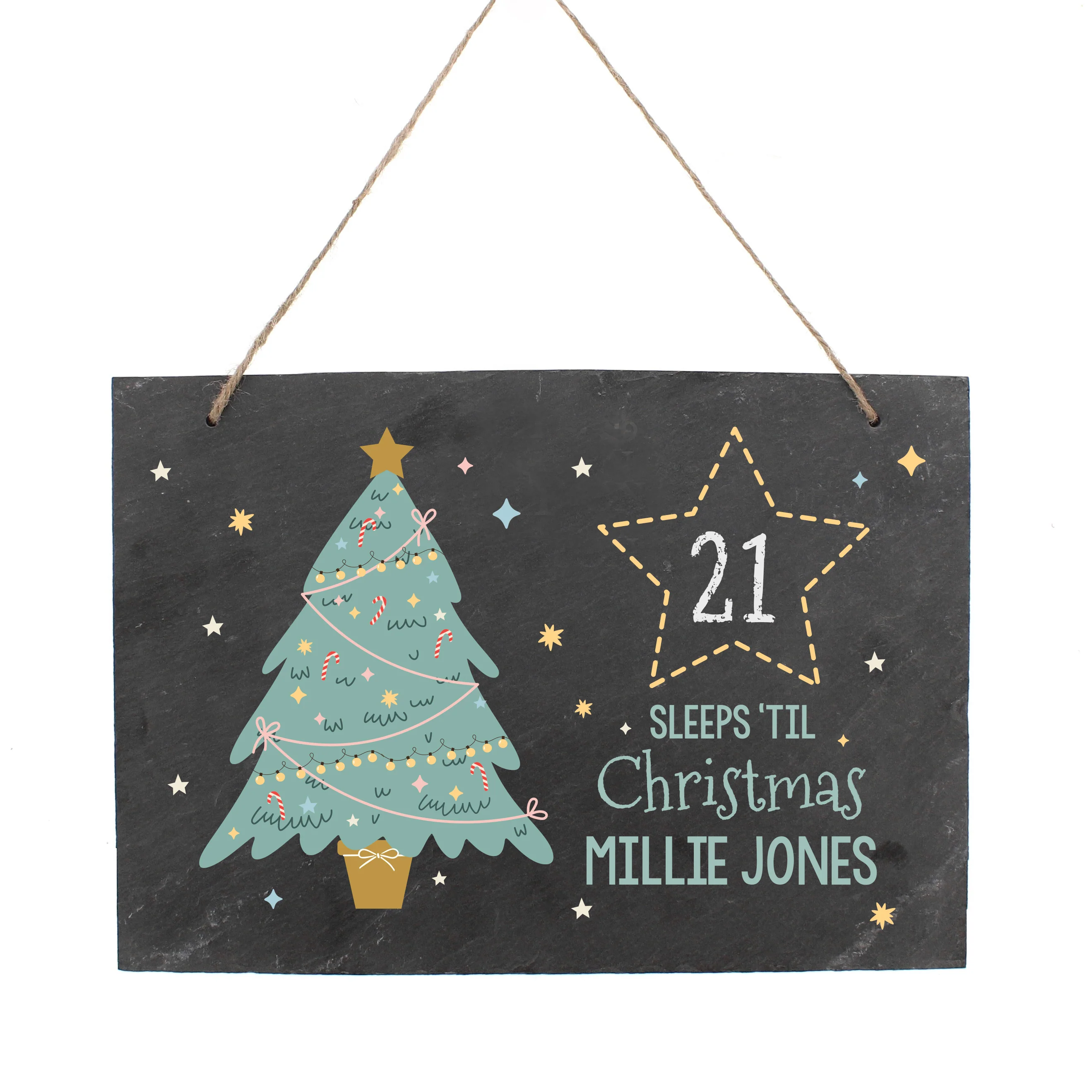 Personalised Christmas Chalk Countdown Hanging Large Slate Sign - Image 4