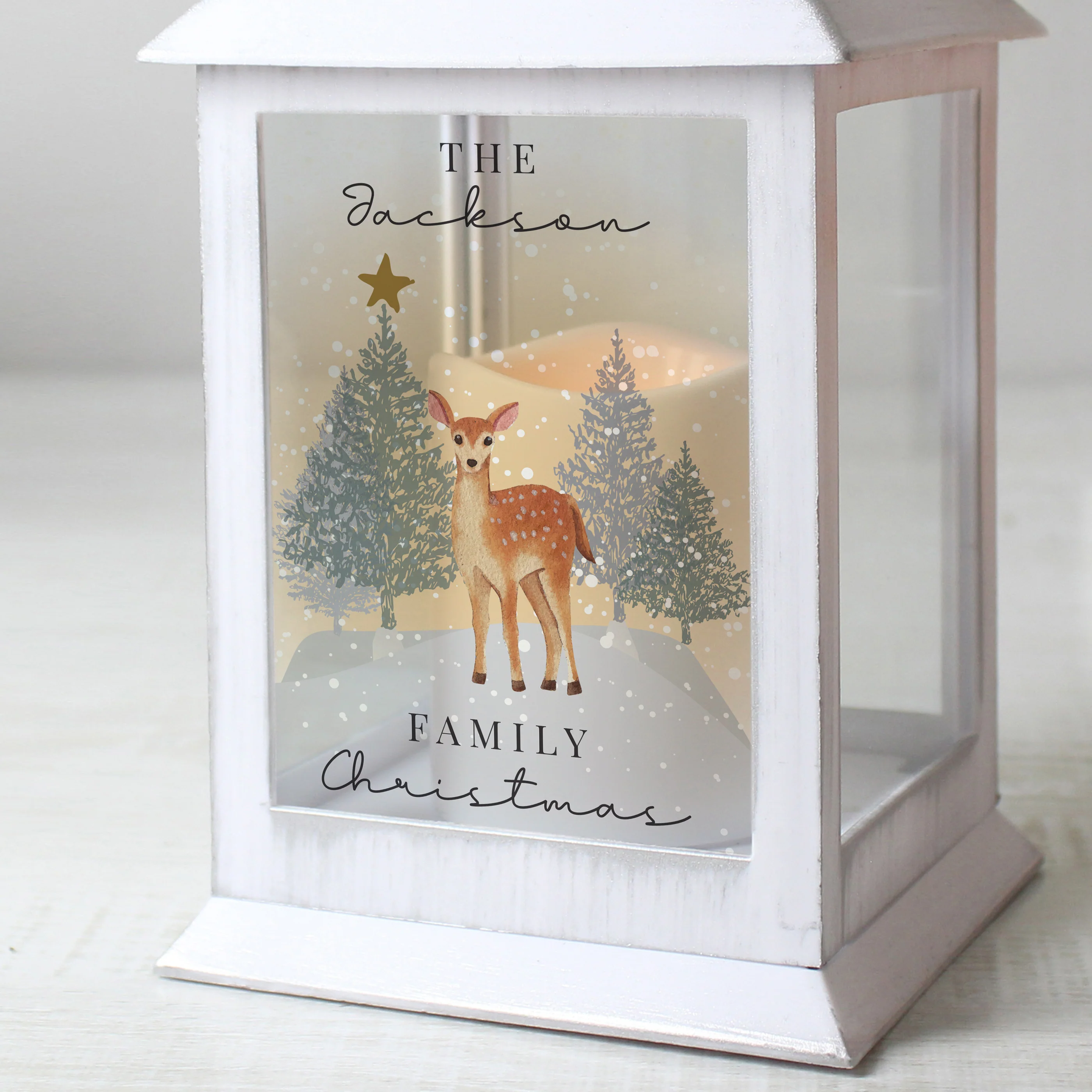 Personalised Christmas Deer White LED Lantern - Image 2