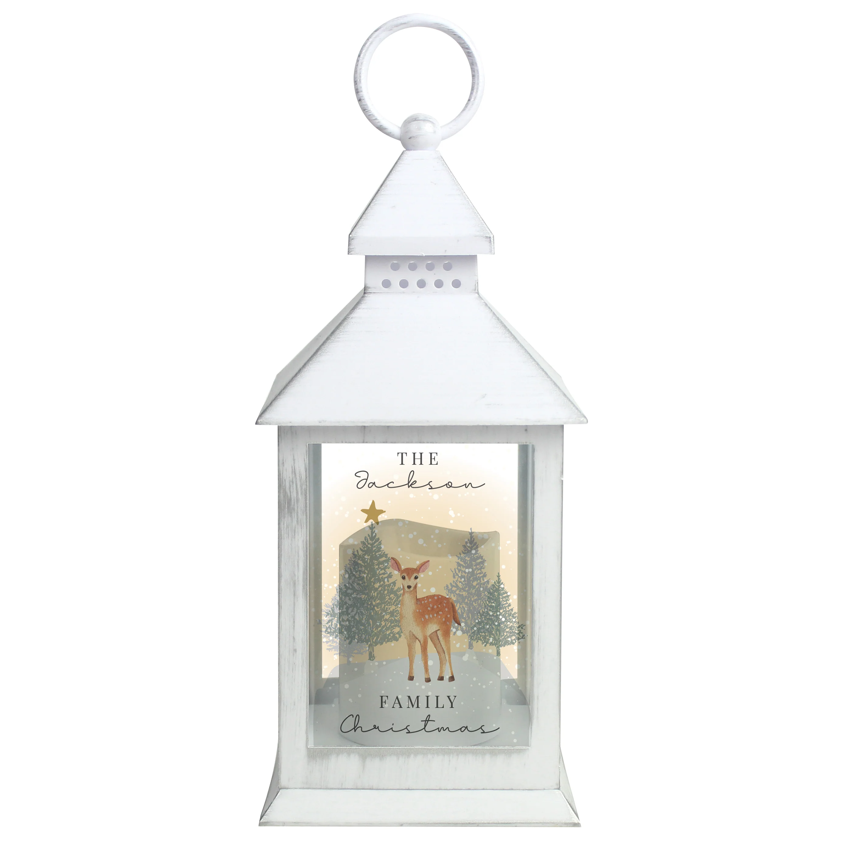 Personalised Christmas Deer White LED Lantern - Image 5