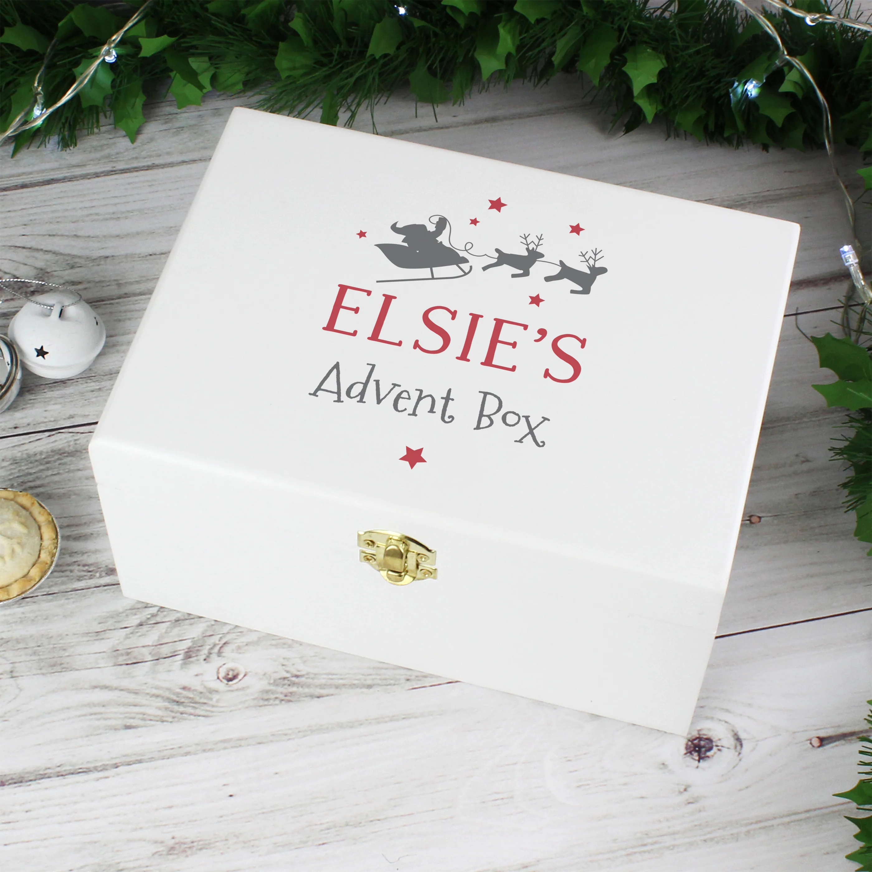 Personalised Christmas Eve White Wooden Box - Image 3
