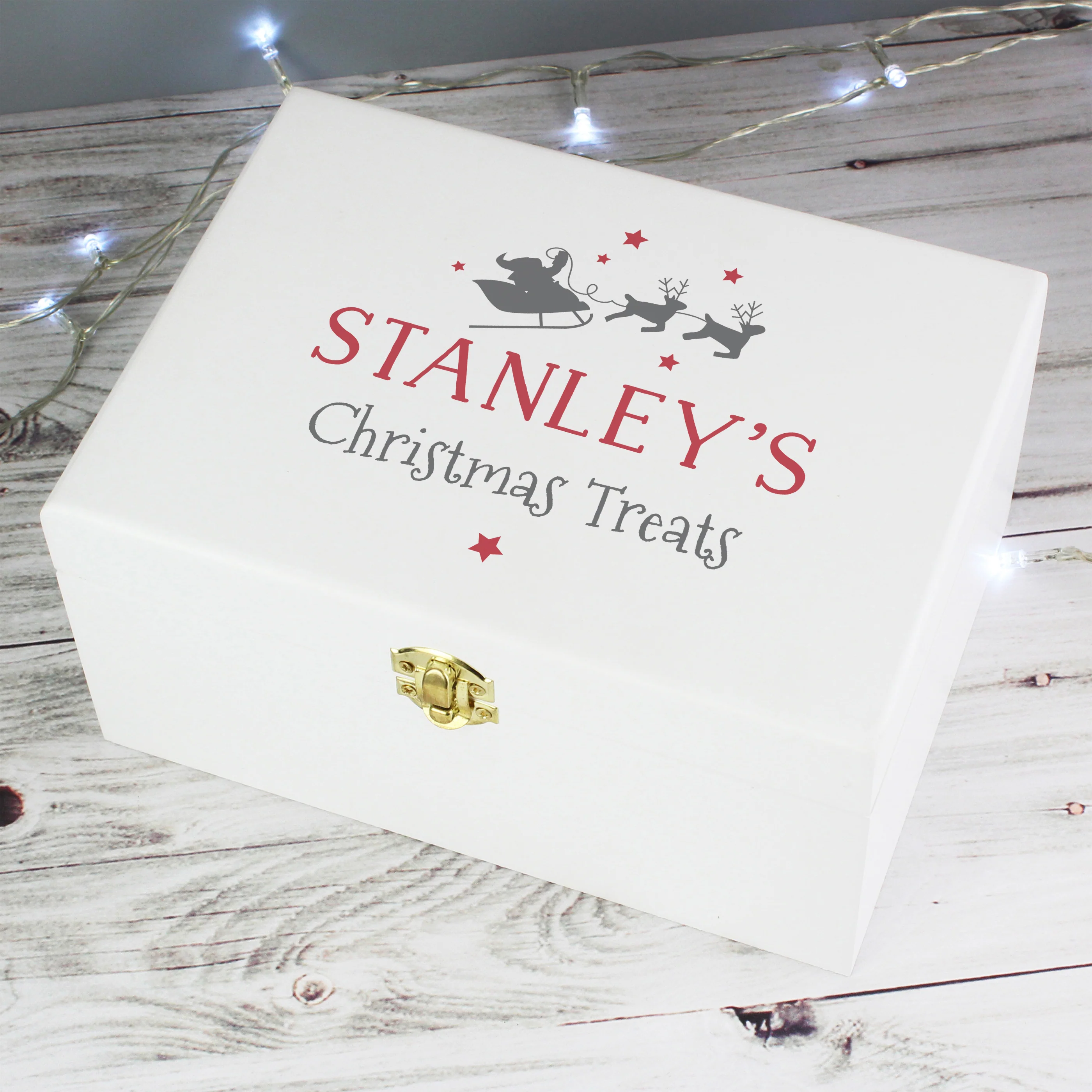 Personalised Christmas Eve White Wooden Box - Image 4