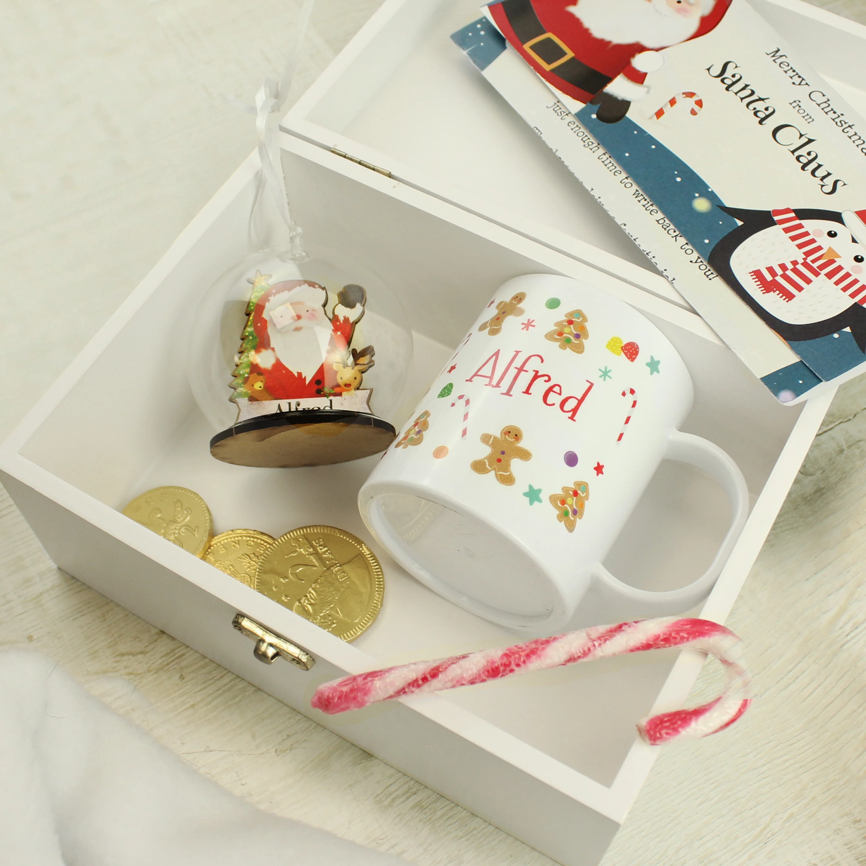 Personalised Christmas Eve White Wooden Box - Image 5