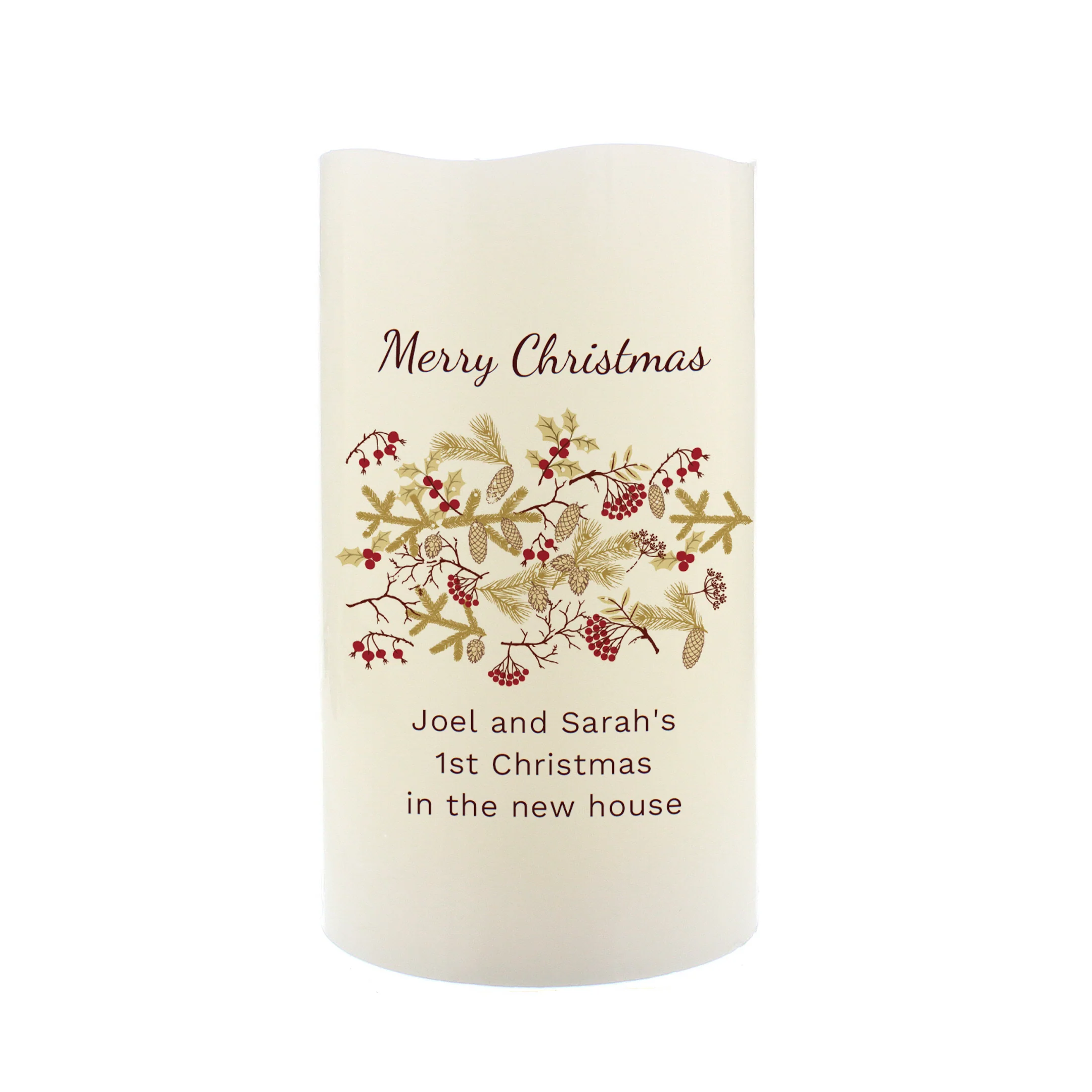 Personalised Christmas Floral LED Candle - Image 5