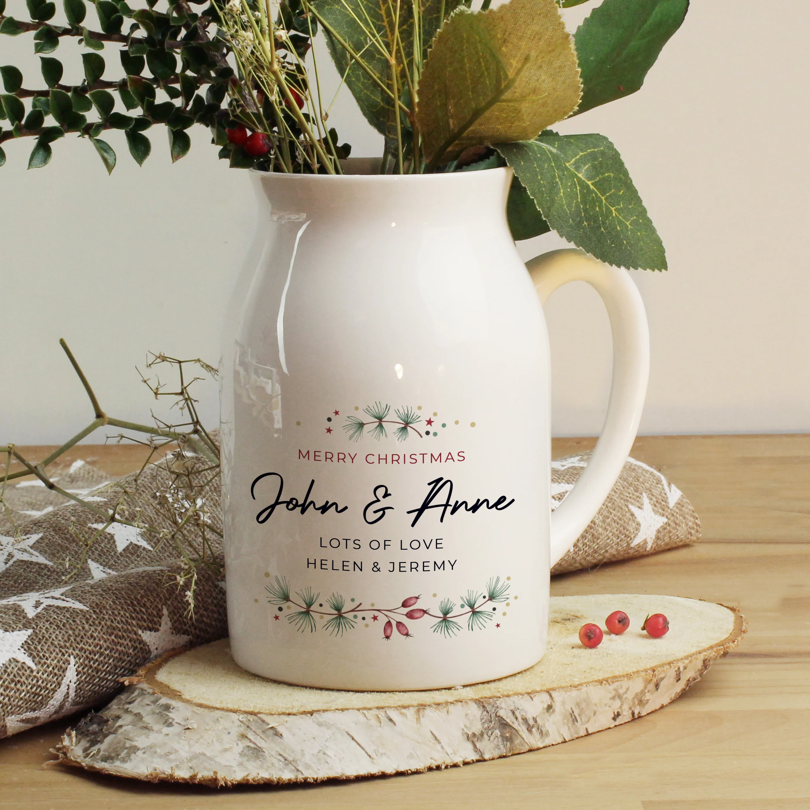 Personalised Christmas Flower Jug - Image 2