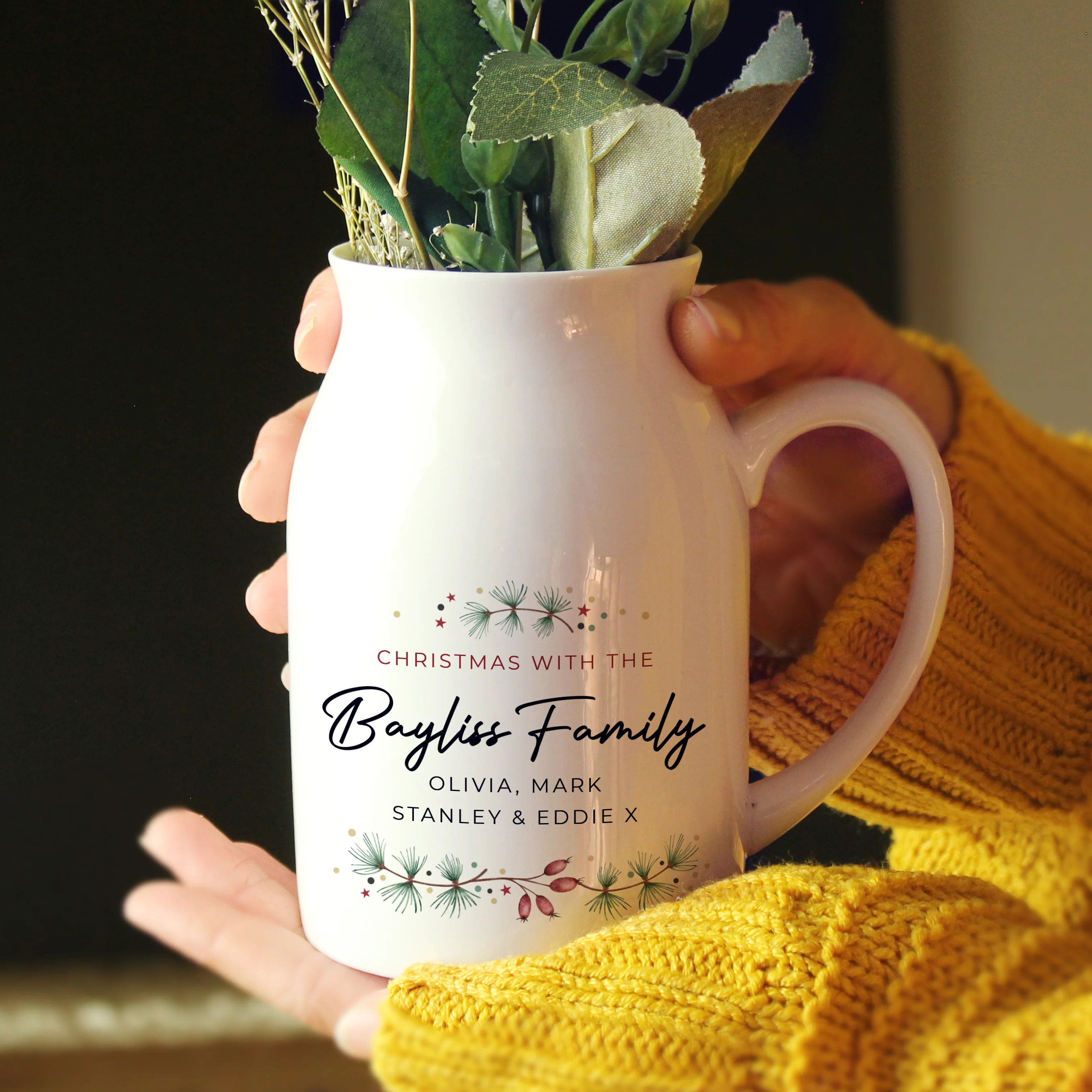 Personalised Christmas Flower Jug - Image 3