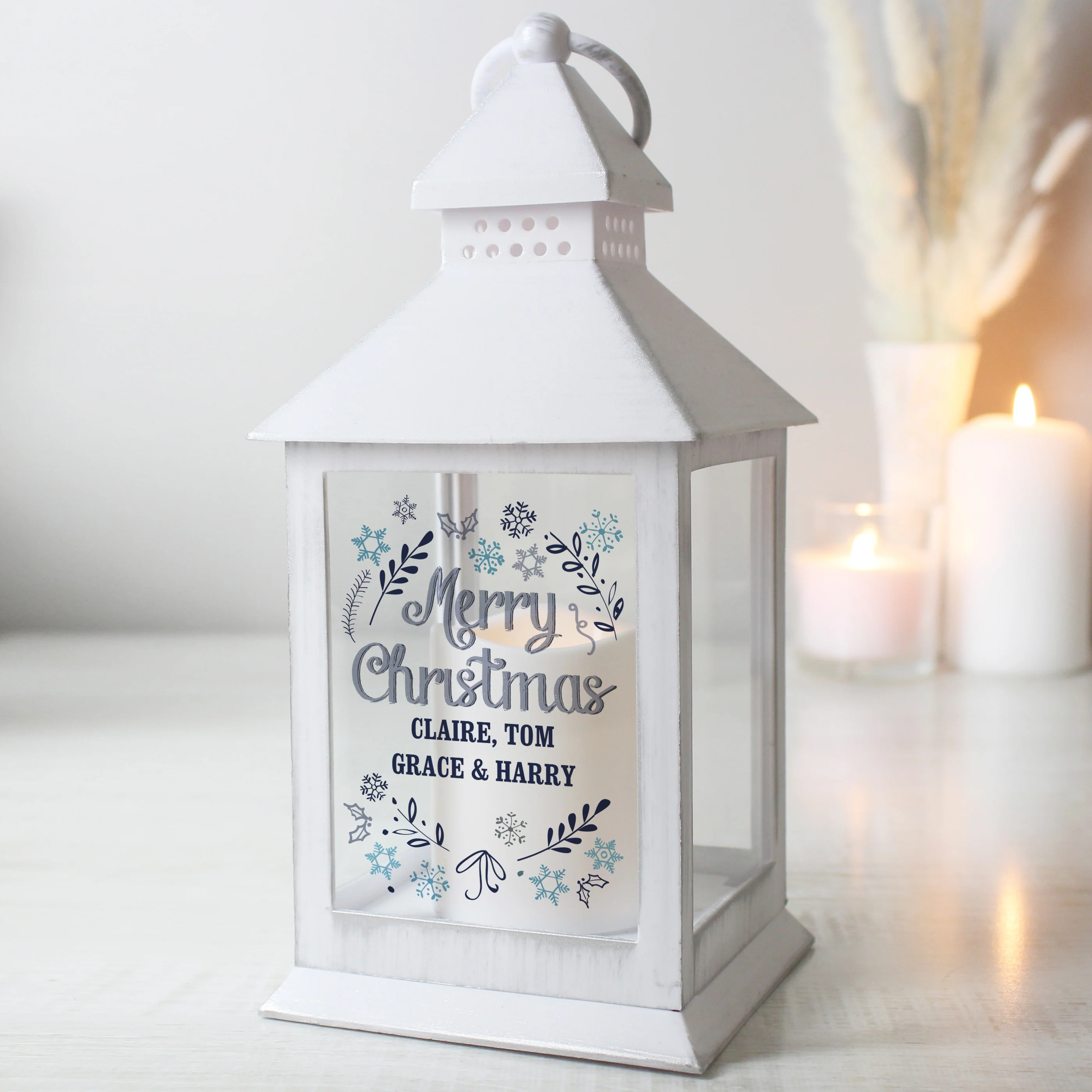 Personalised Christmas Frost White Lantern - Image 3