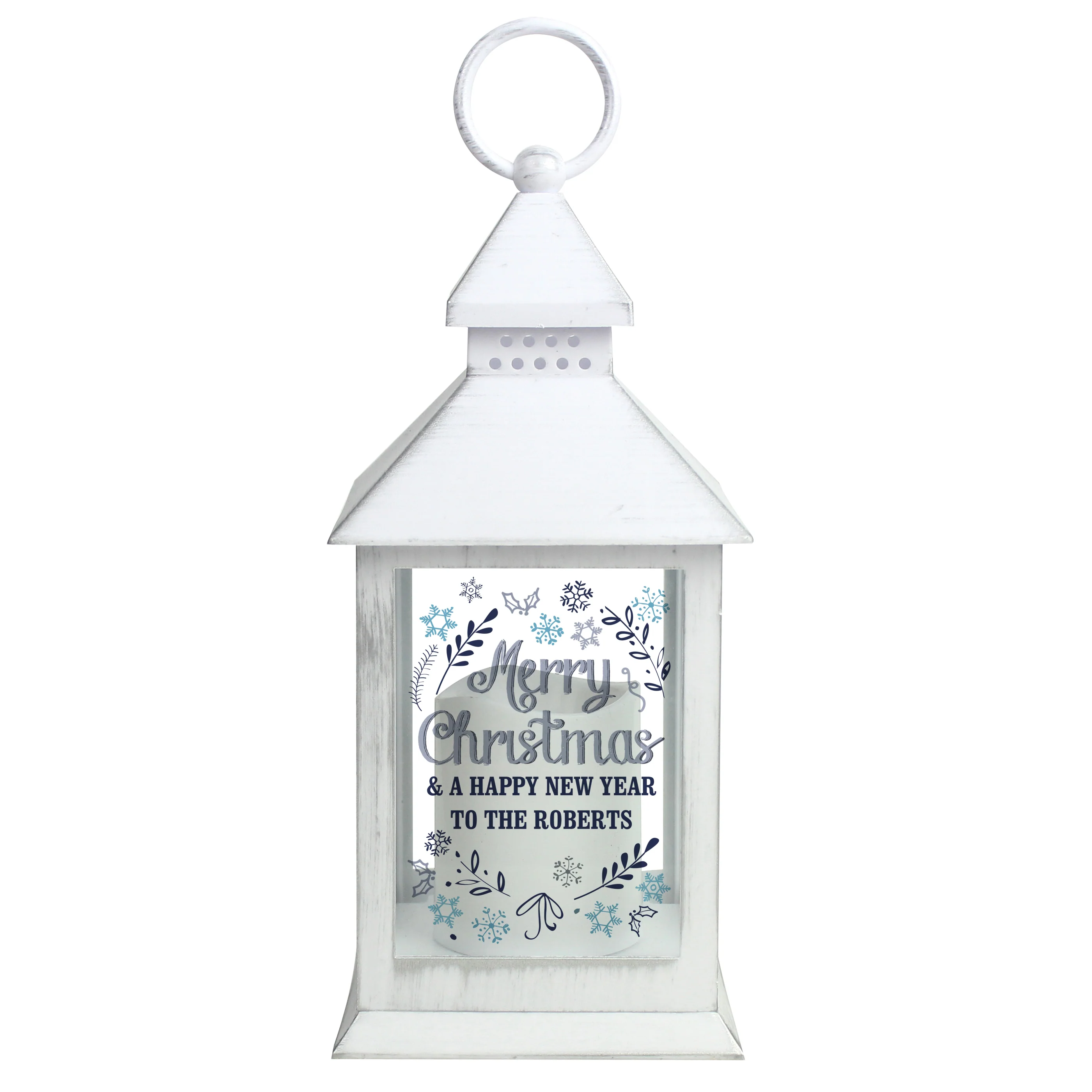 Personalised Christmas Frost White Lantern - Image 5