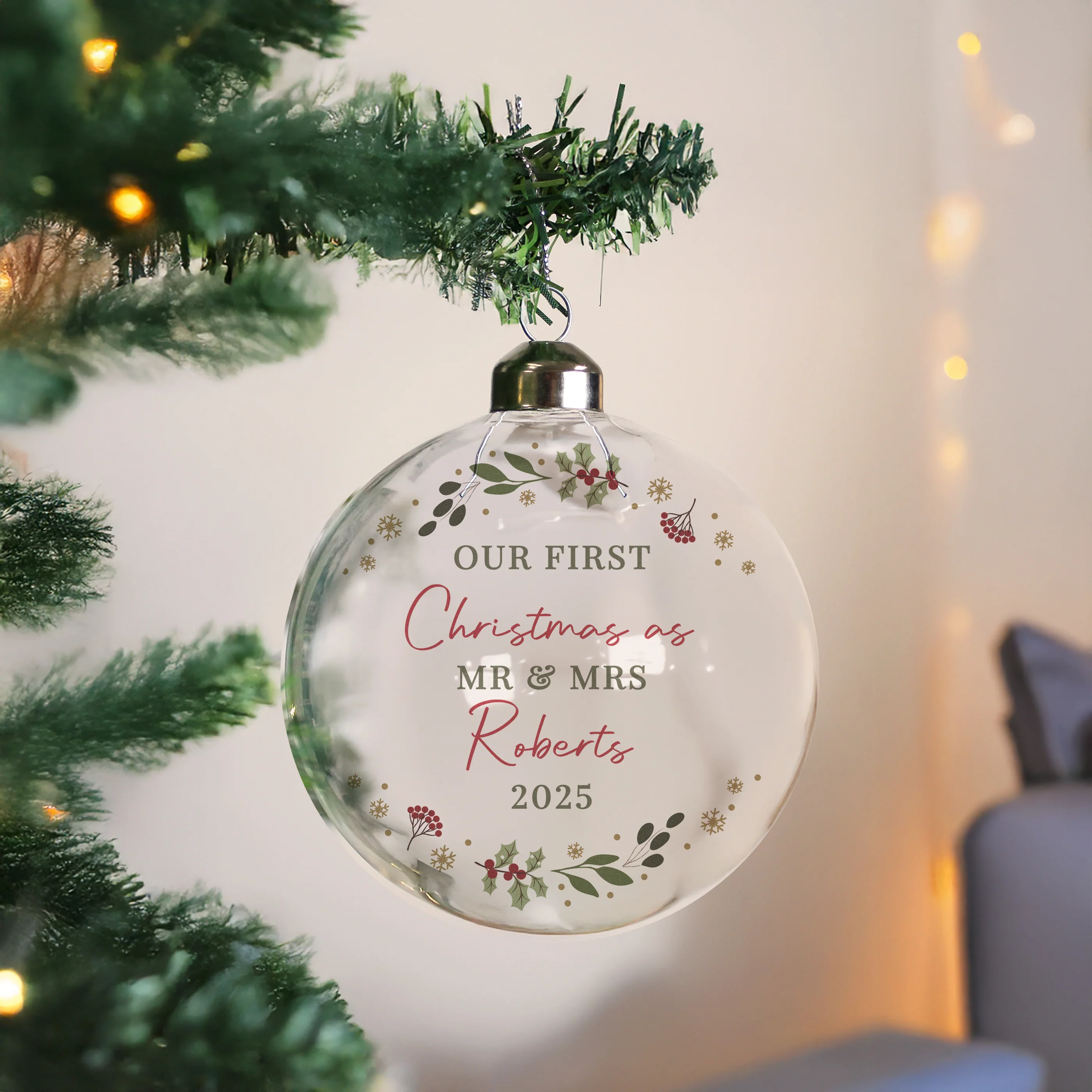 Personalised Christmas Glass Bauble - Image 3