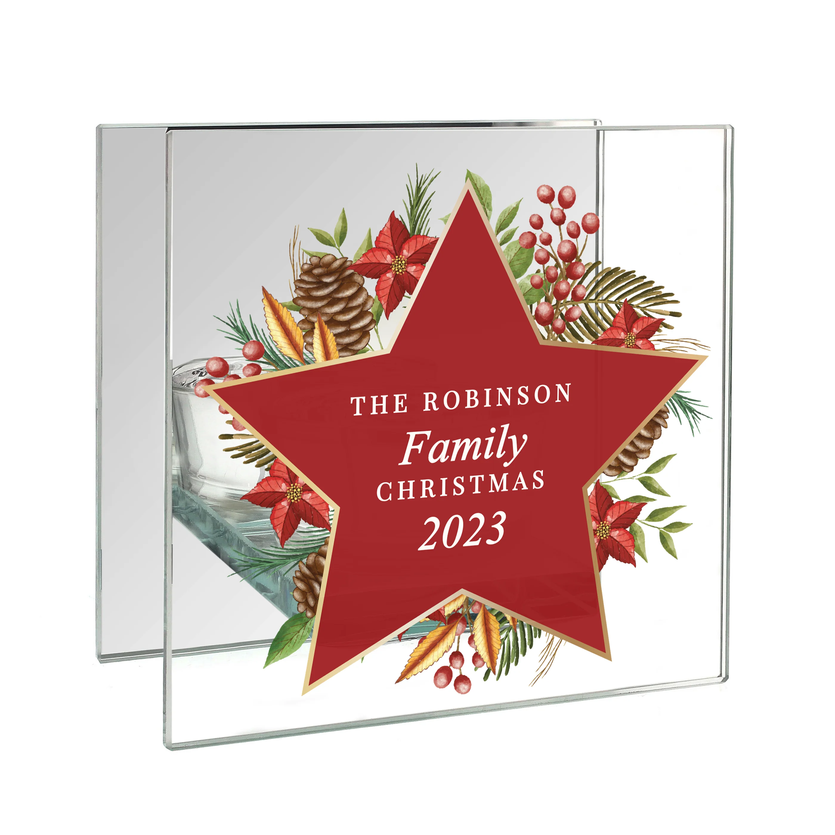 Personalised Christmas Glass Tea Light Candle Holder - Image 5