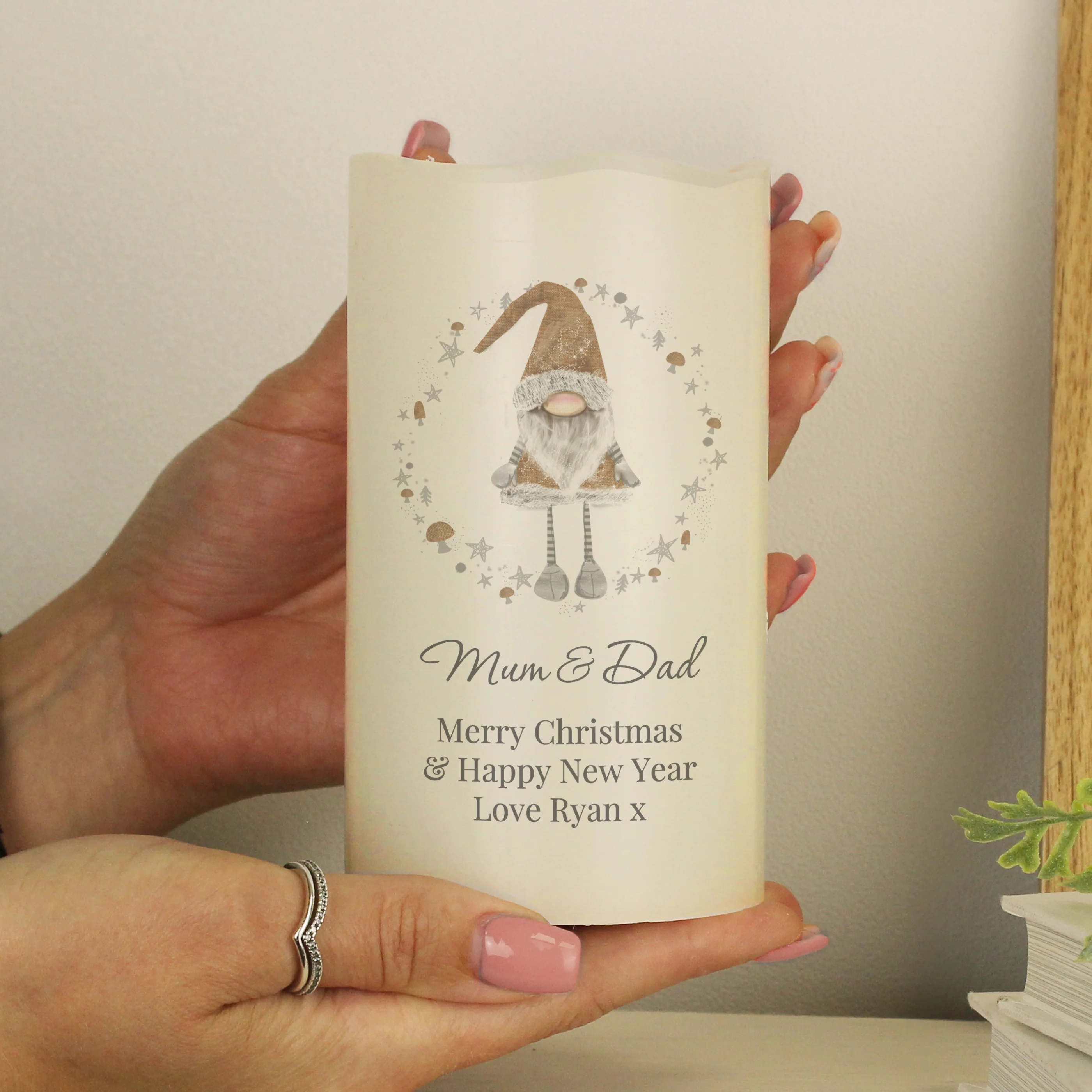 Personalised Christmas Gonk LED Candle - Image 2