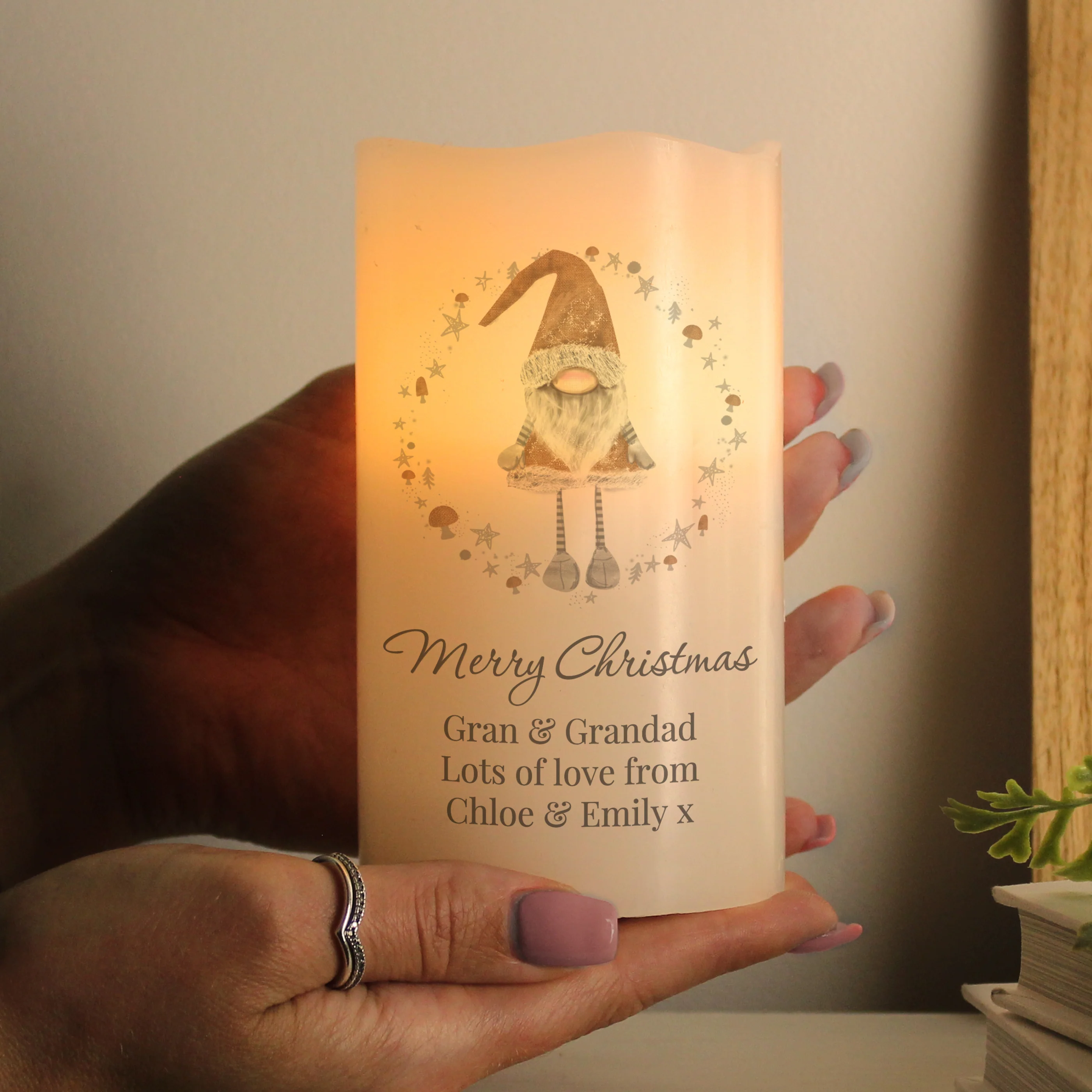 Personalised Christmas Gonk LED Candle - Image 3
