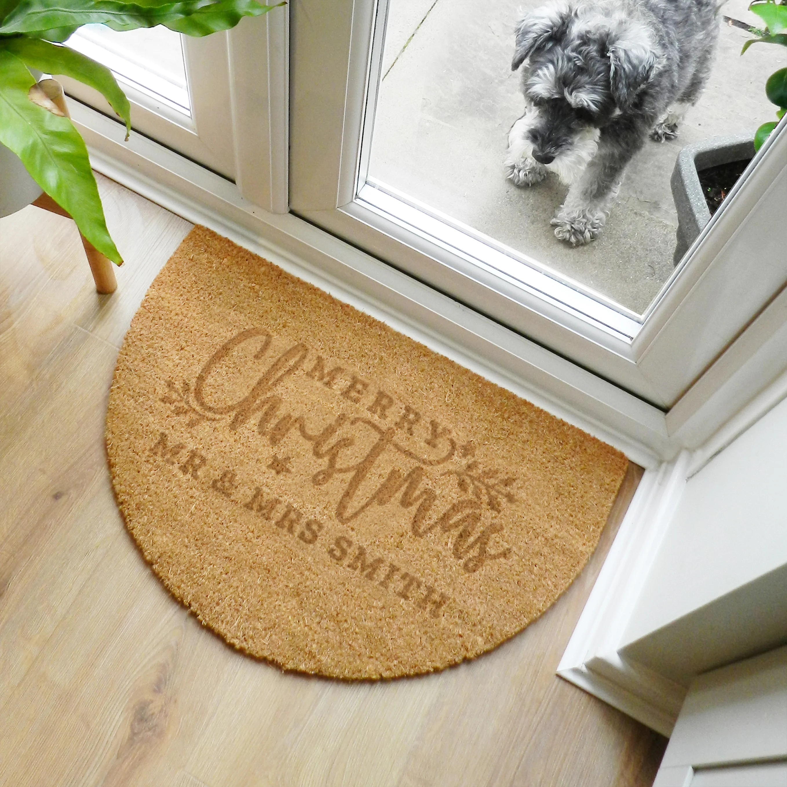 Personalised Christmas Half Moon Indoor Doormat - Image 2