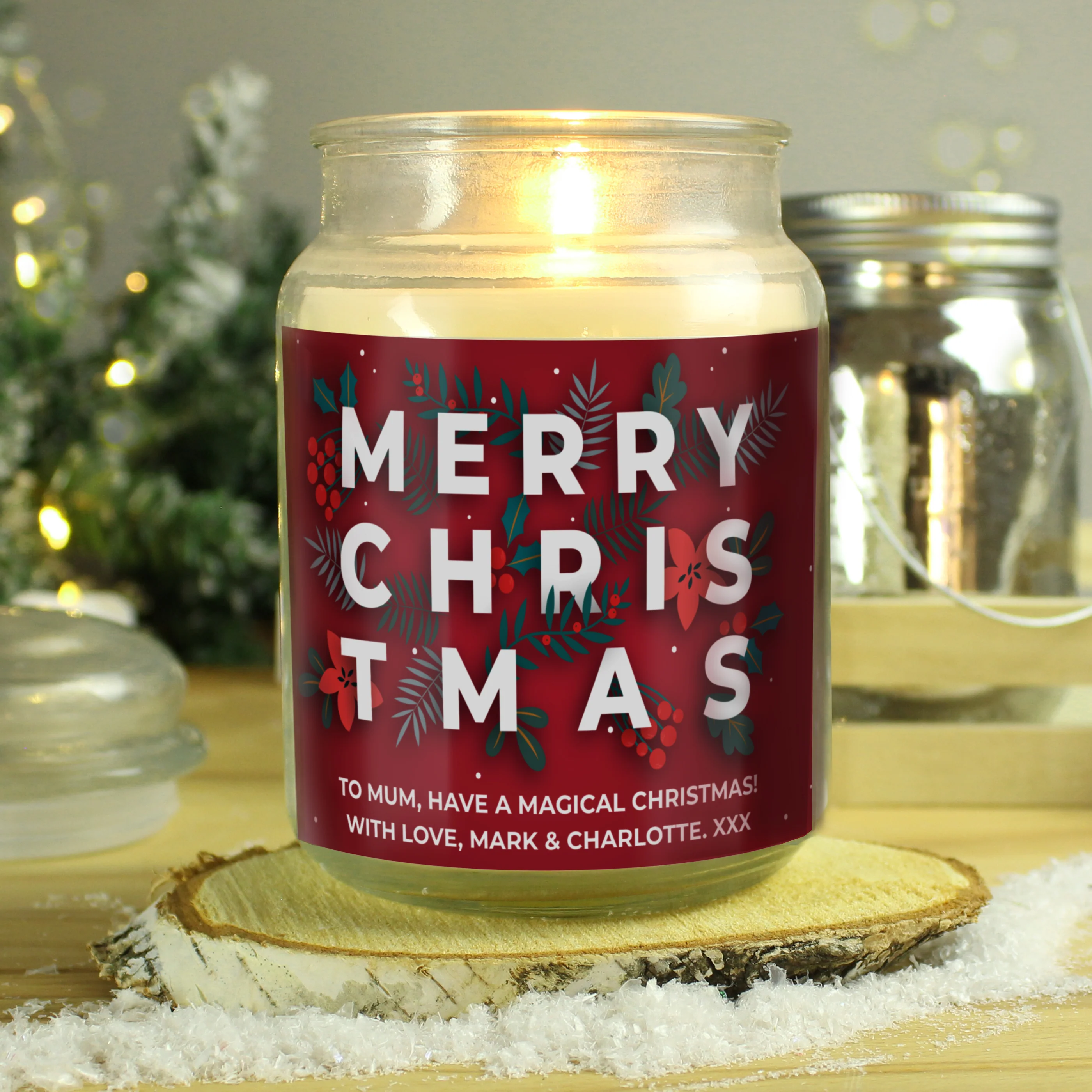 Personalised Christmas Large Scented Jar Candle - Image 2