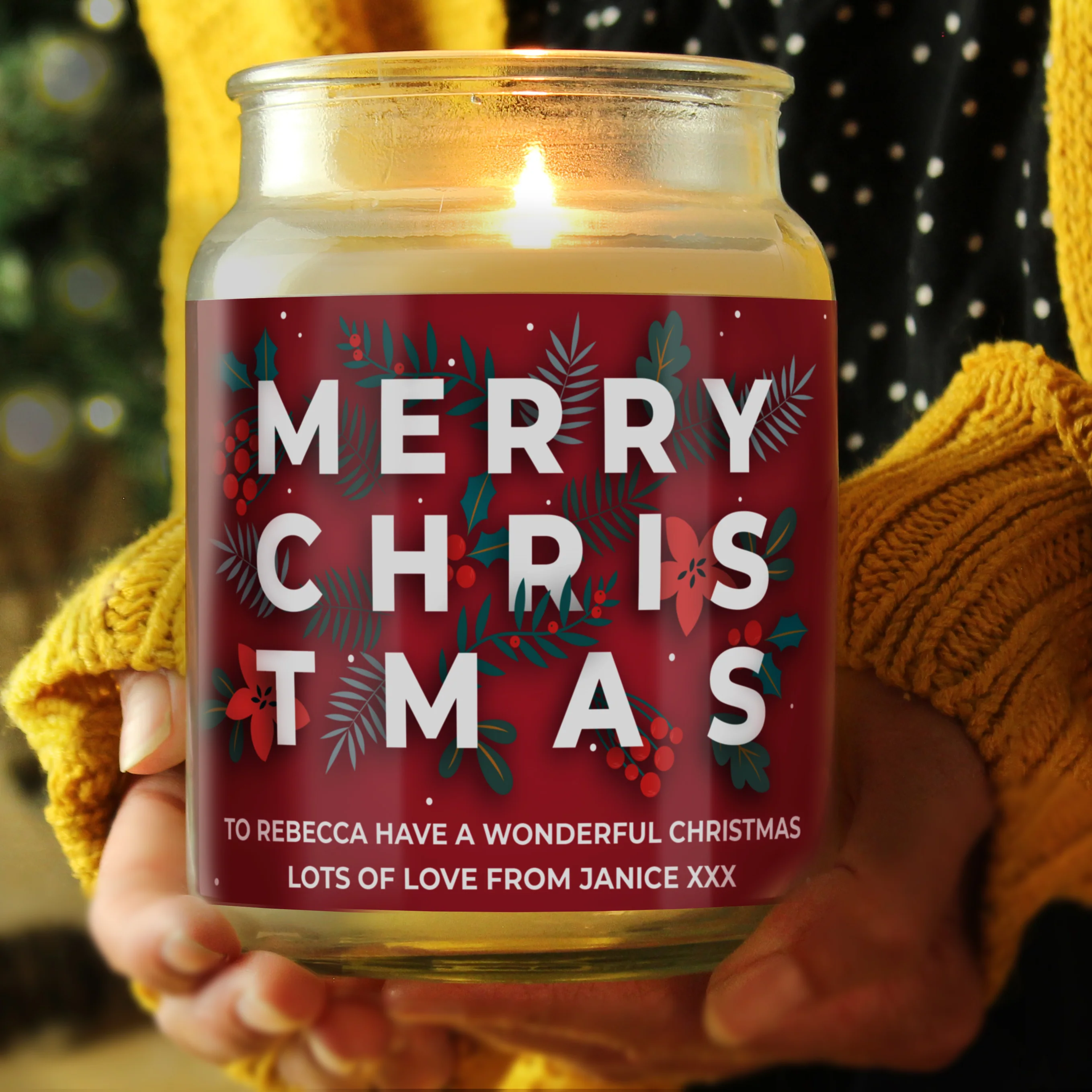 Personalised Christmas Large Scented Jar Candle - Image 3