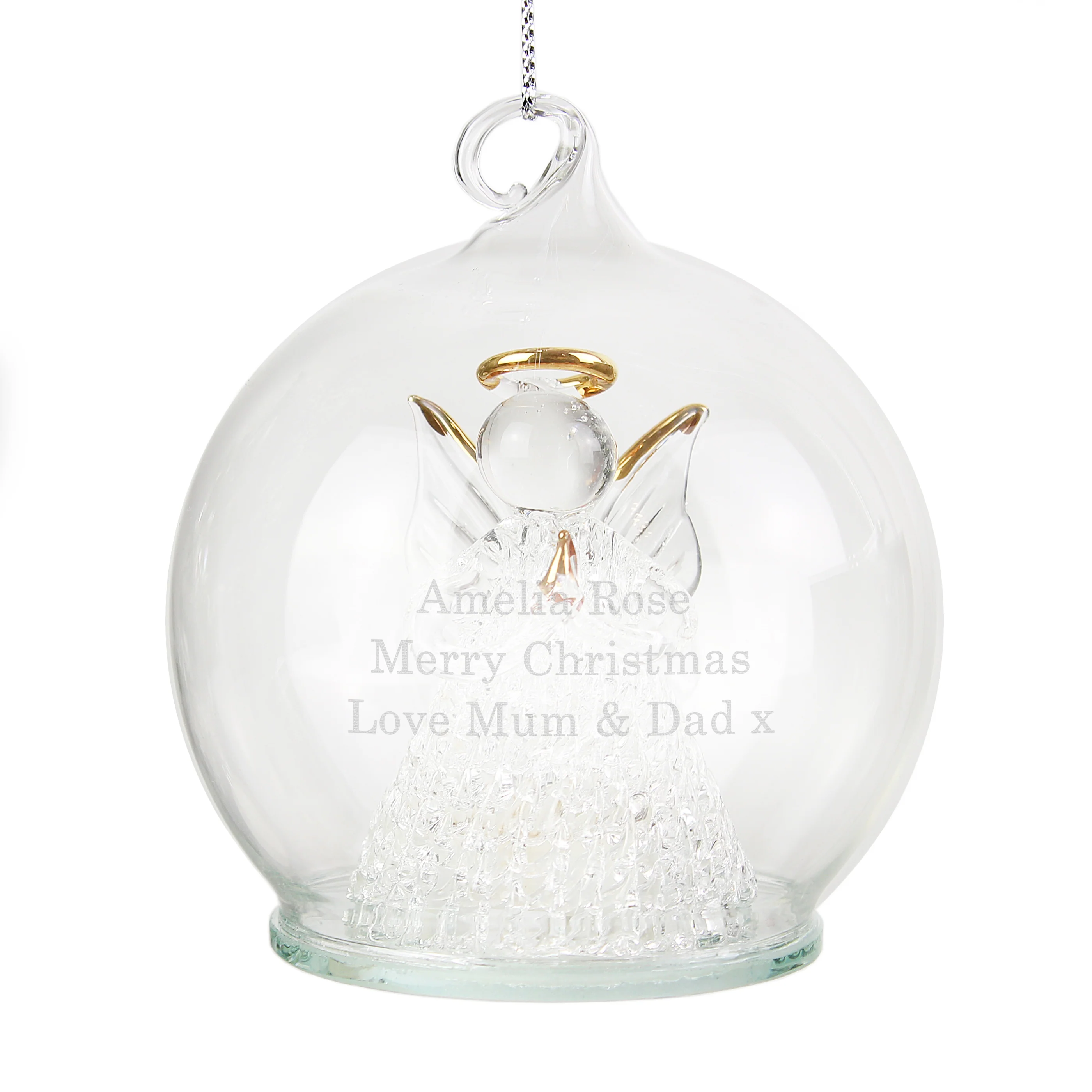Personalised Christmas Message LED Angel Bauble - Image 2