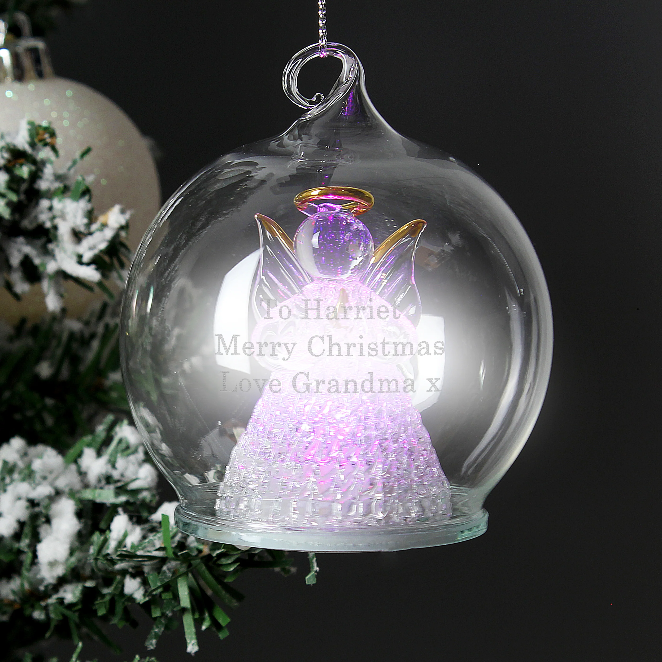 Personalised Christmas Message LED Angel Bauble - Image 4