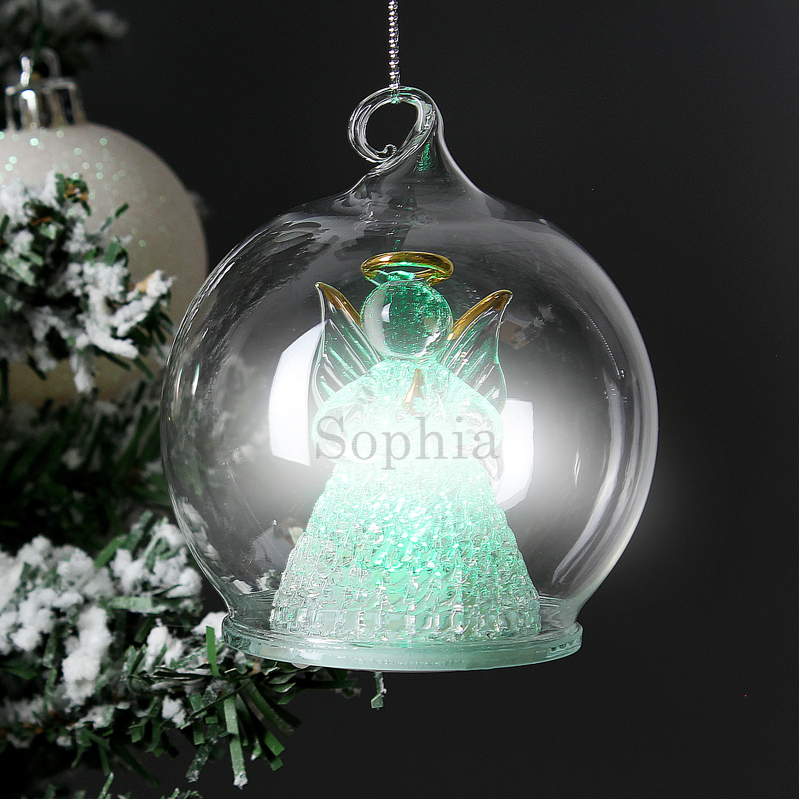Personalised Christmas Message LED Angel Bauble - Image 5