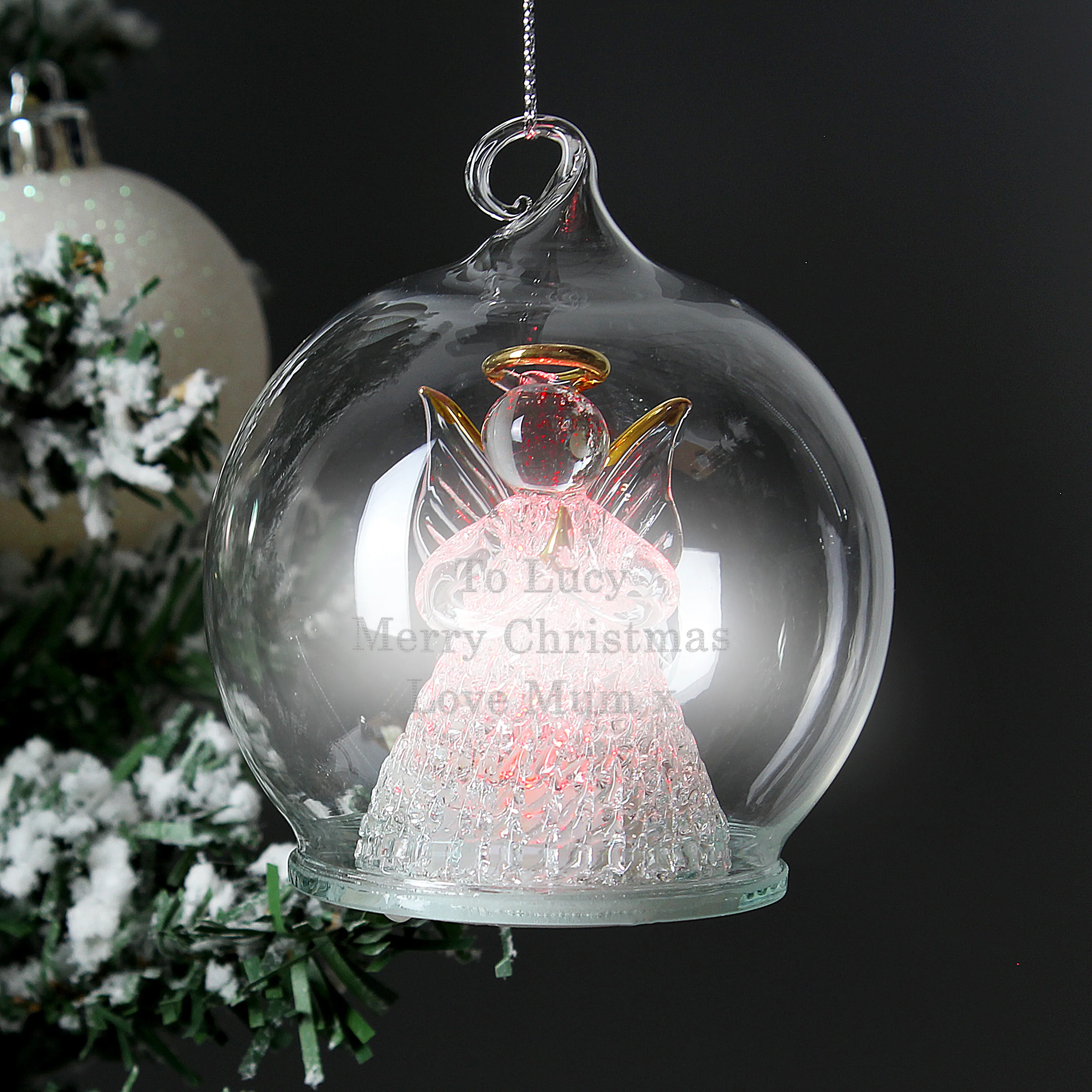 Personalised Christmas Message LED Angel Bauble - Image 6