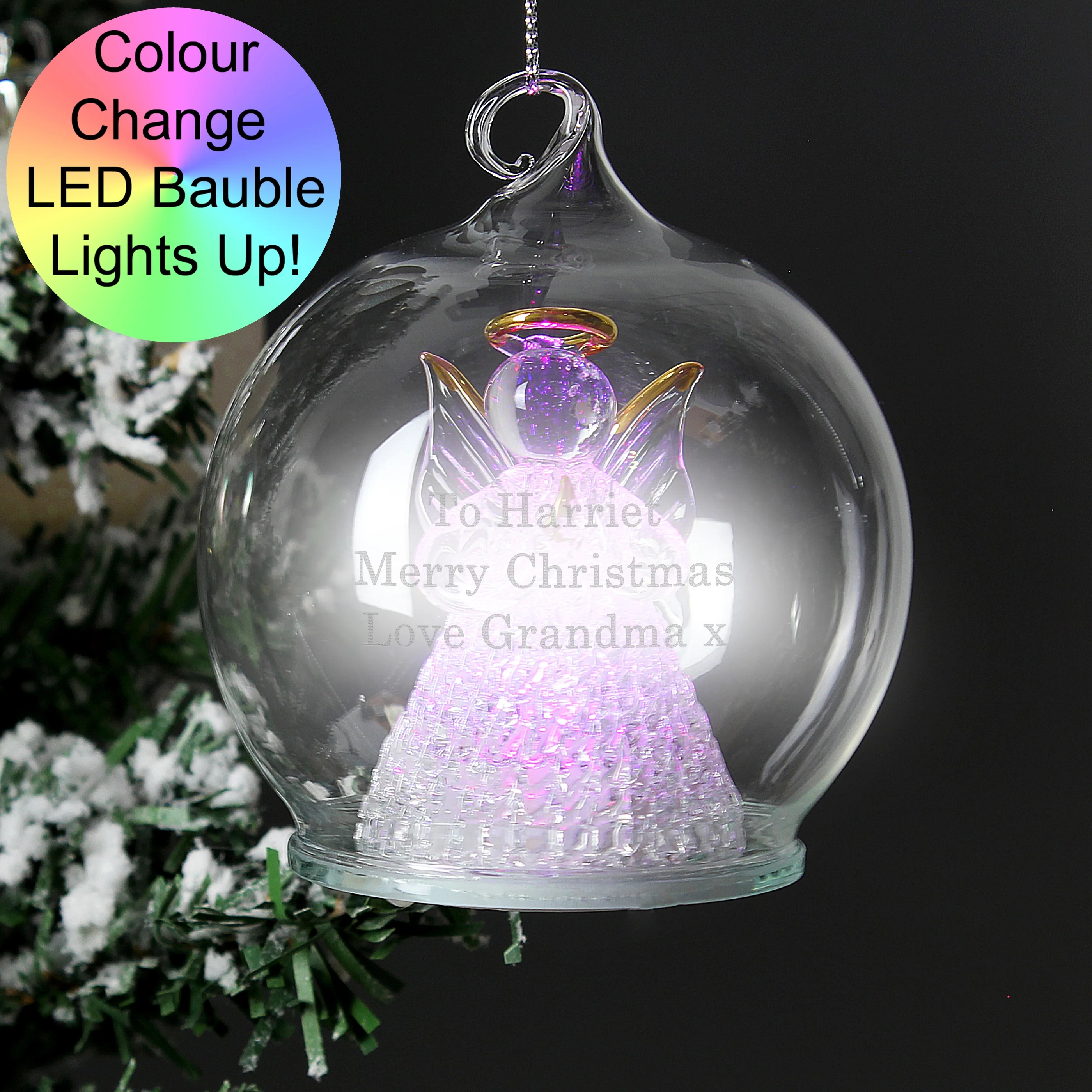 Personalised Christmas Message LED Angel Bauble - Image 7