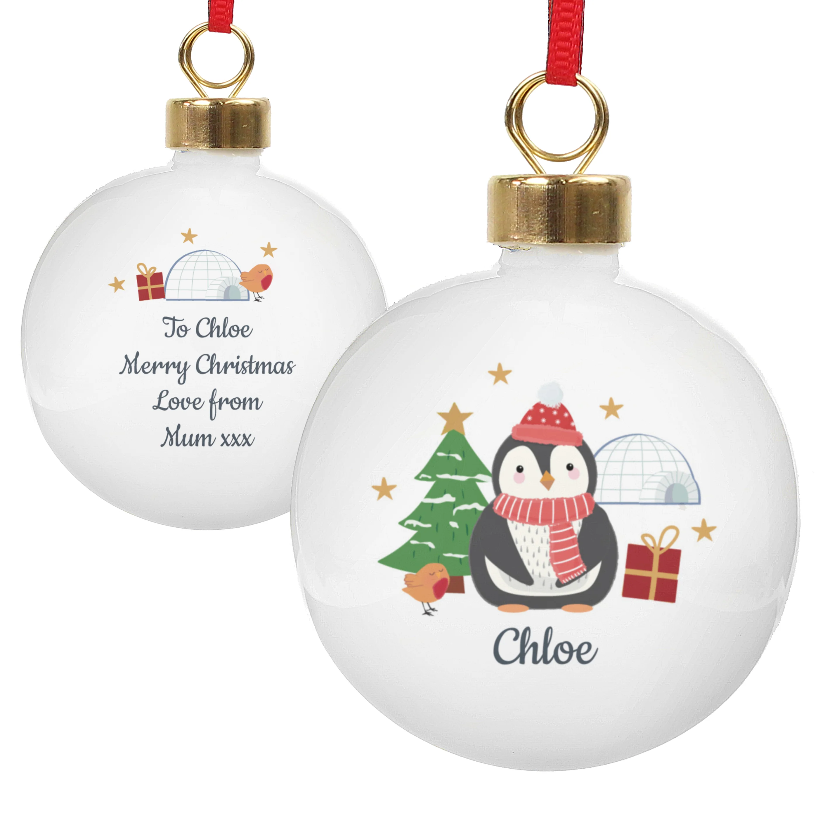 Personalised Christmas Penguin Bauble - Image 5