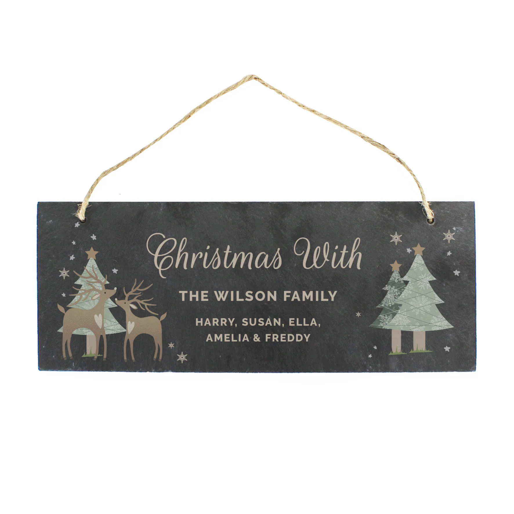 Personalised Christmas Reindeer Hanging Slate Plaque - Image 5