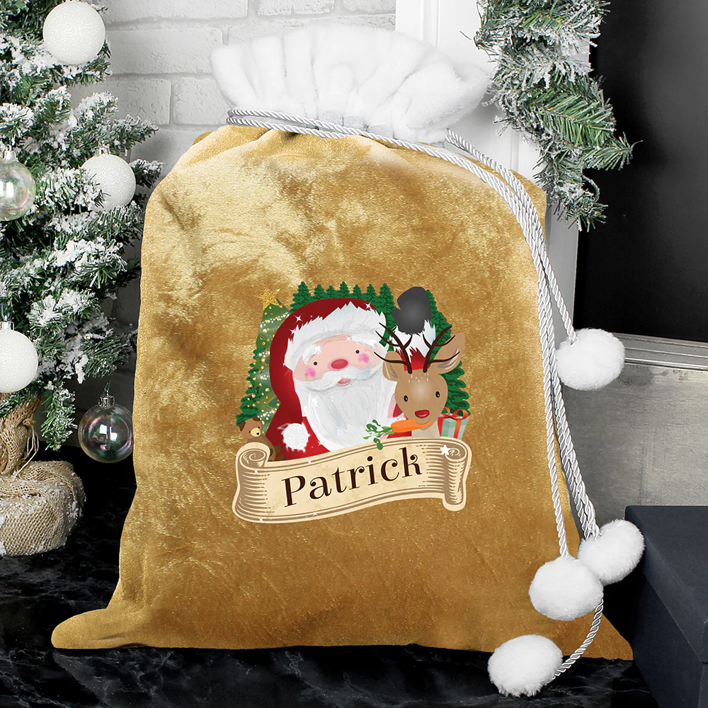 Personalised Christmas Santa Gold Sack - Image 2