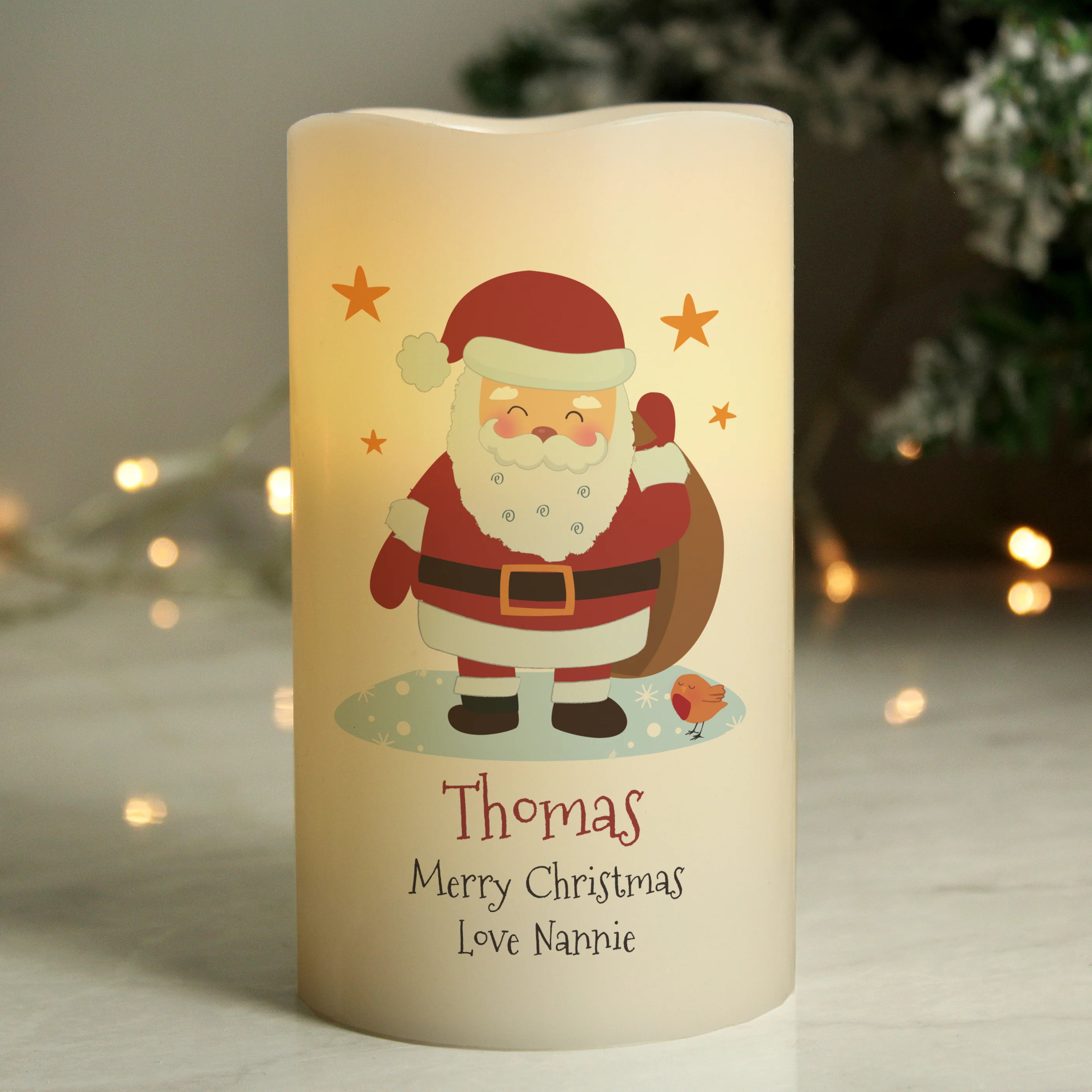 Personalised Christmas Santa LED Candle - Image 3