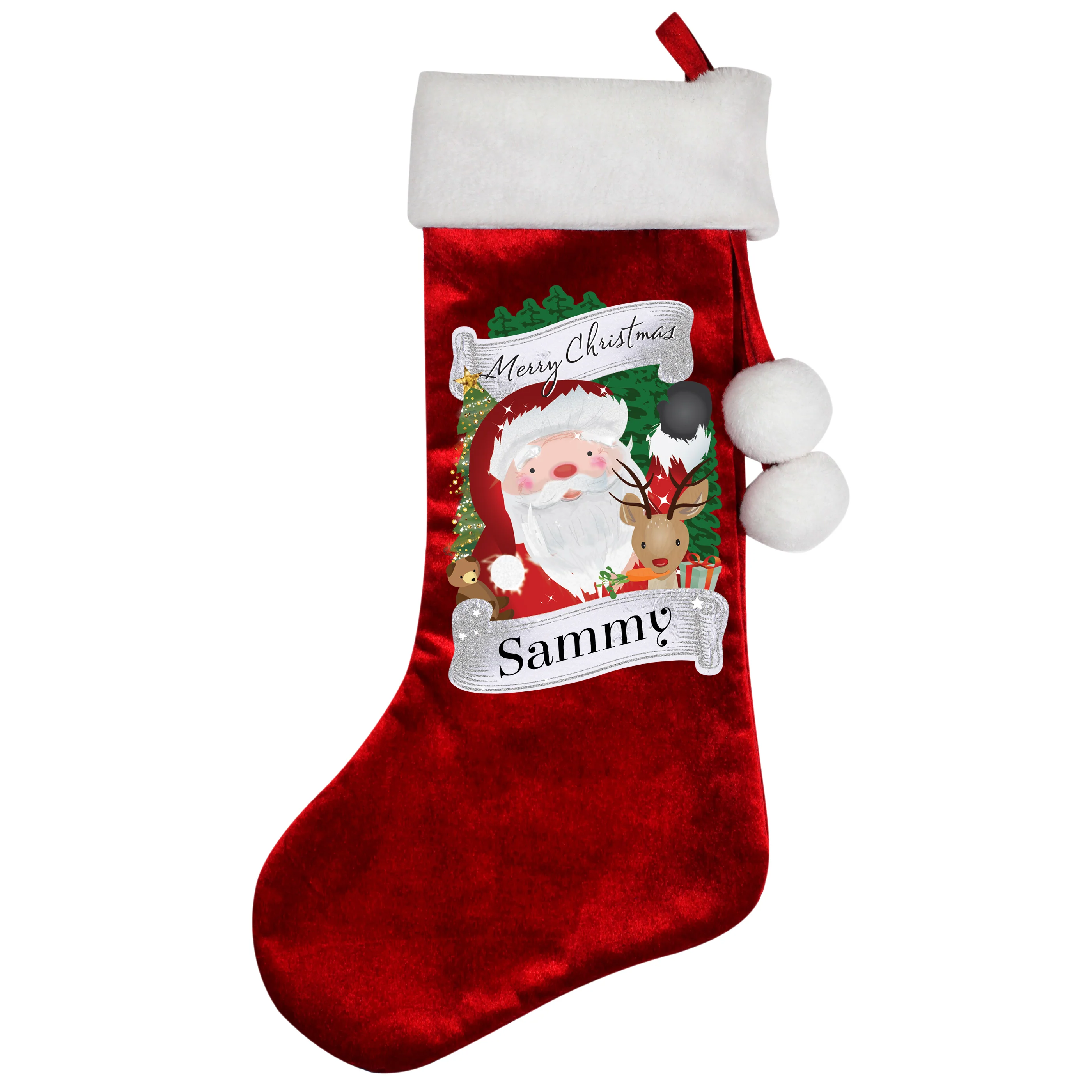 Personalised Christmas Santa Red Stocking - Image 2