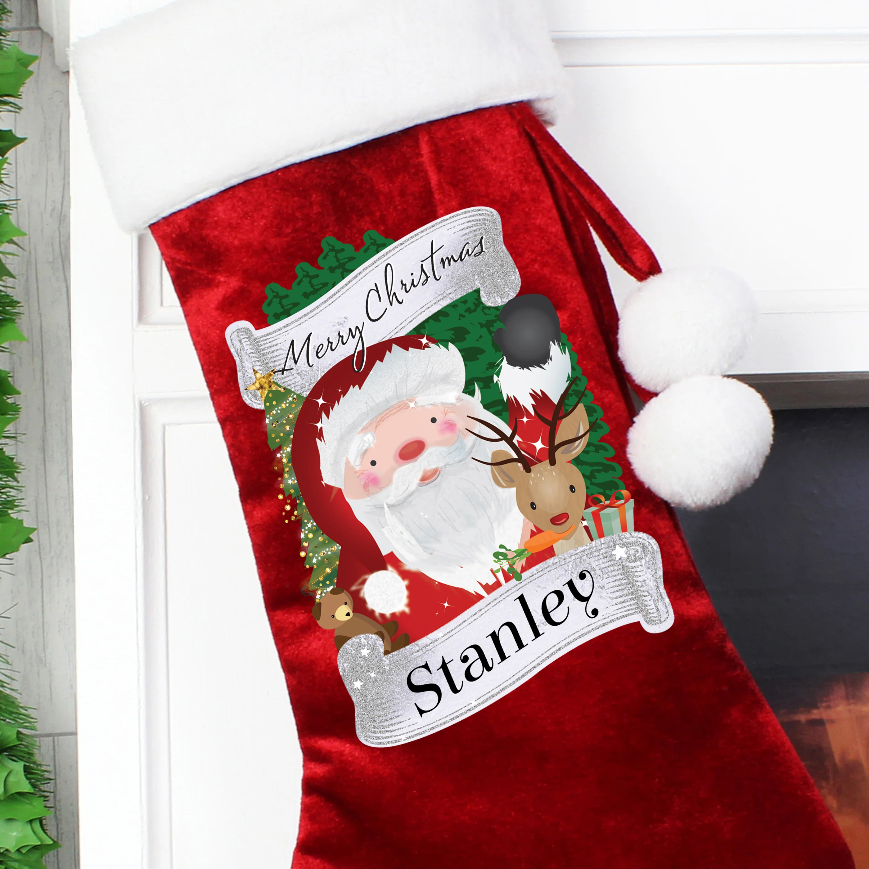 Personalised Christmas Santa Red Stocking - Image 3