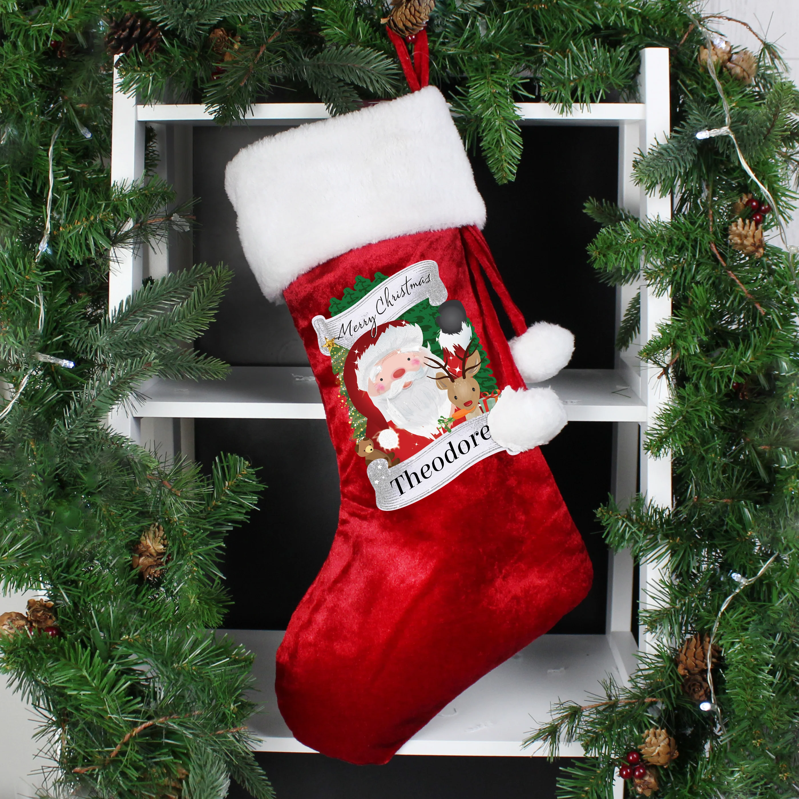 Personalised Christmas Santa Red Stocking - Image 5