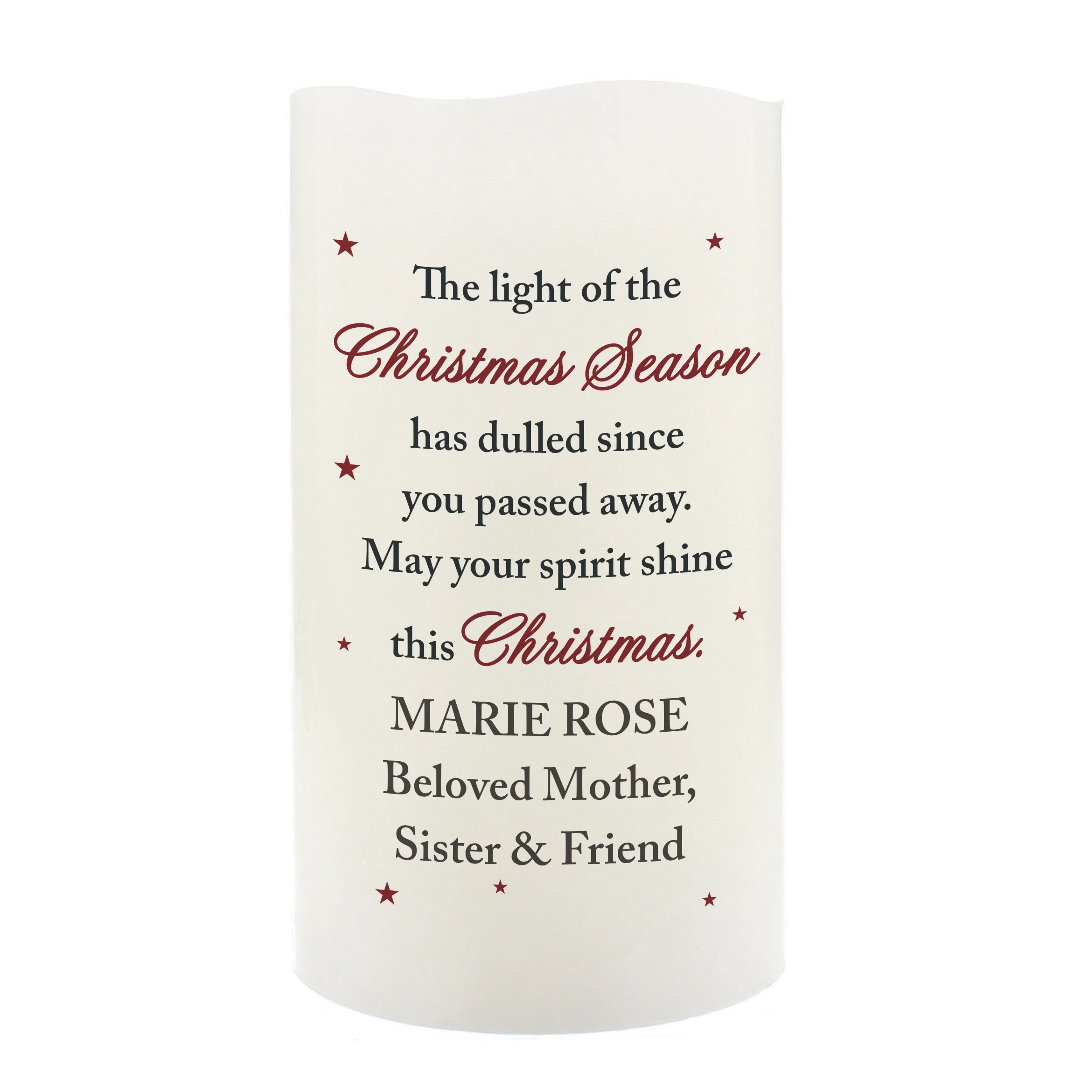 Personalised Christmas Season Memorial LED Candle - Image 4