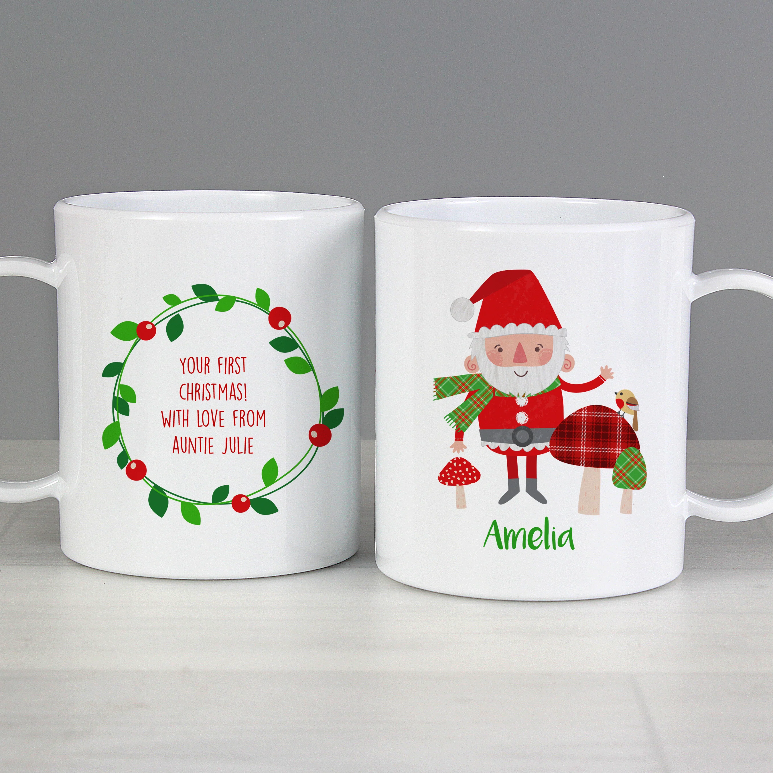 Personalised Christmas Toadstool Santa Plastic Mug - Image 5