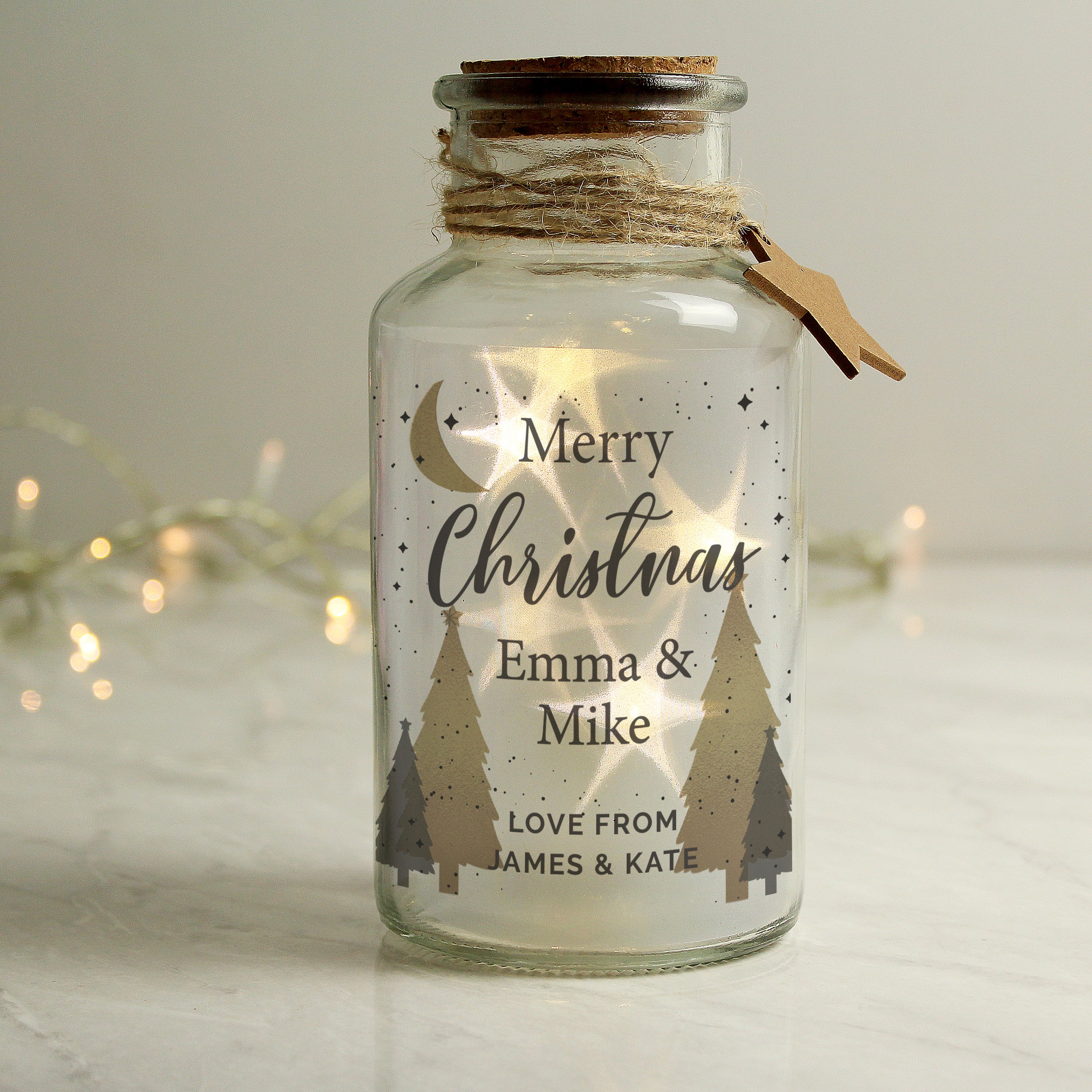 Personalised Christmas Tree LED Glass Jar - Image 2