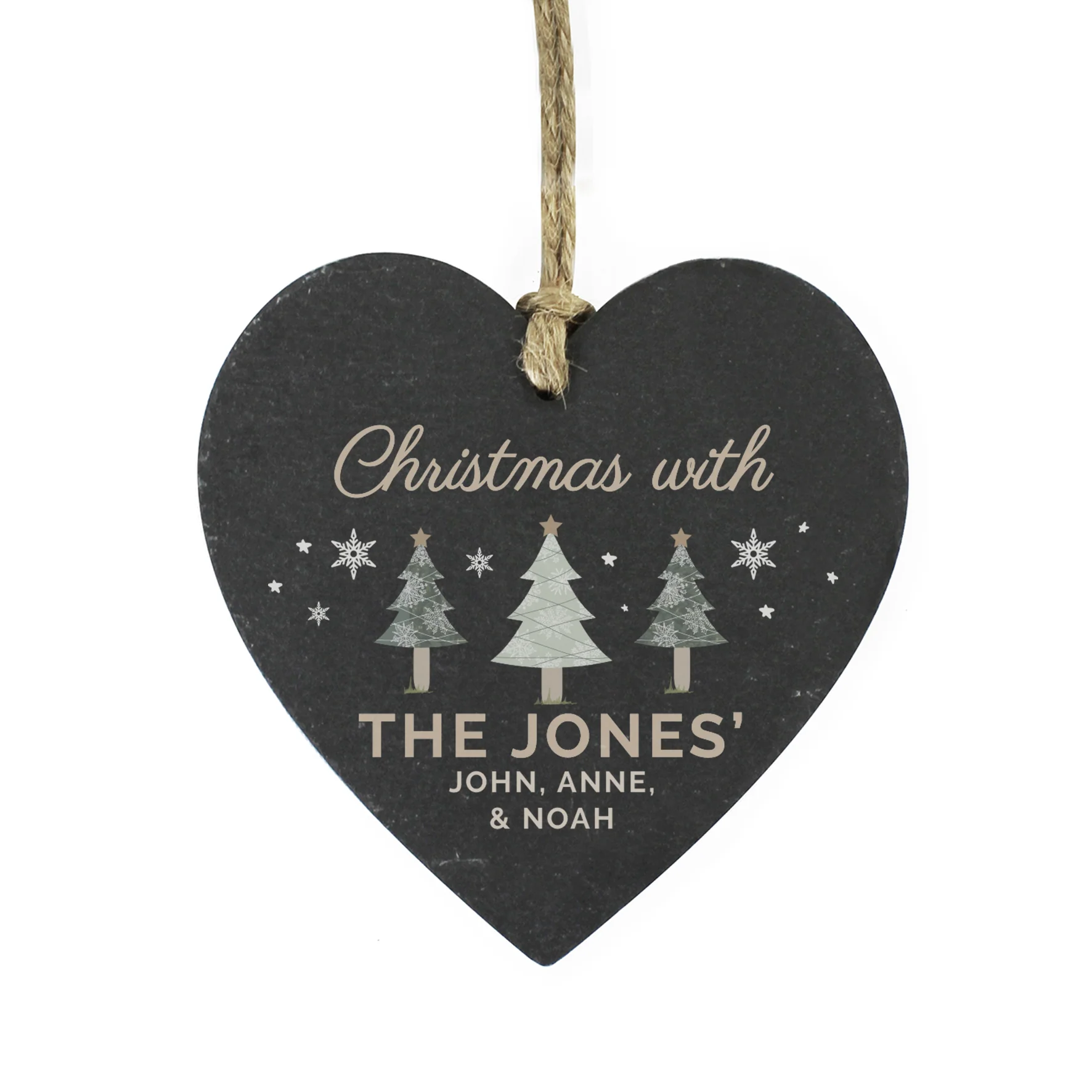Personalised Christmas Tree Slate Heart Ornament - Image 5