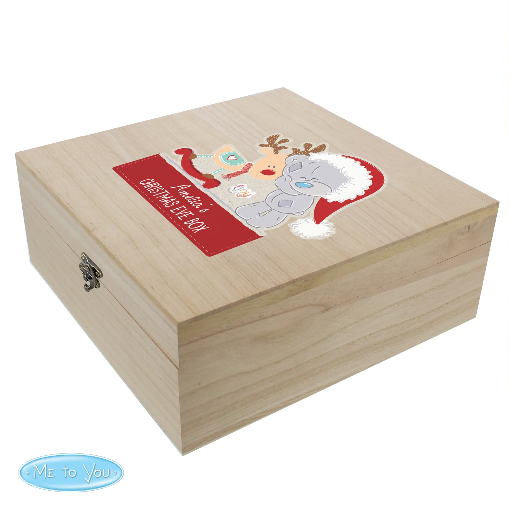 Personalised Colourful Tiny Tatty Teddy Large Wooden Christmas Eve Box - Image 2