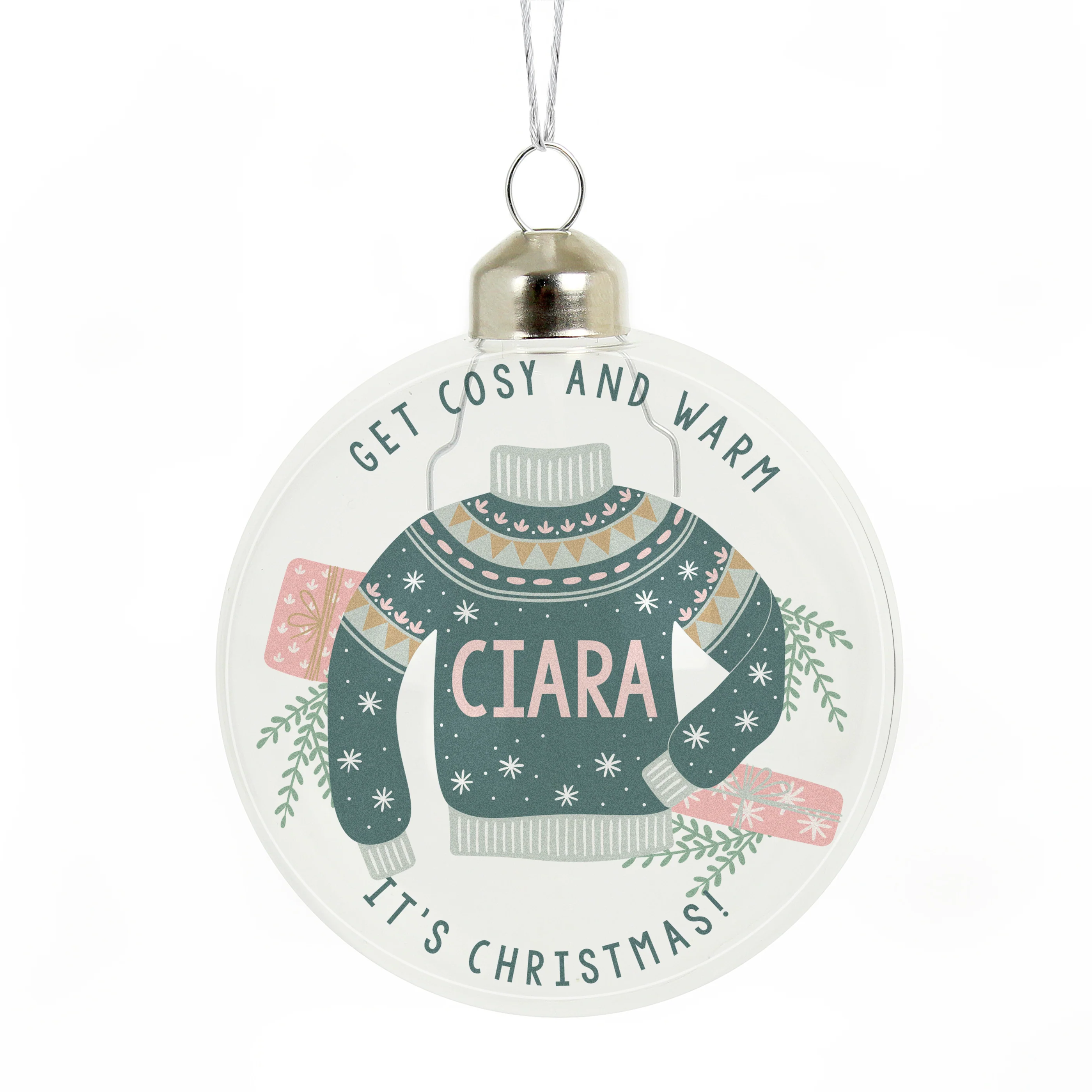 Personalised Cosy Christmas Glass Bauble - Image 4
