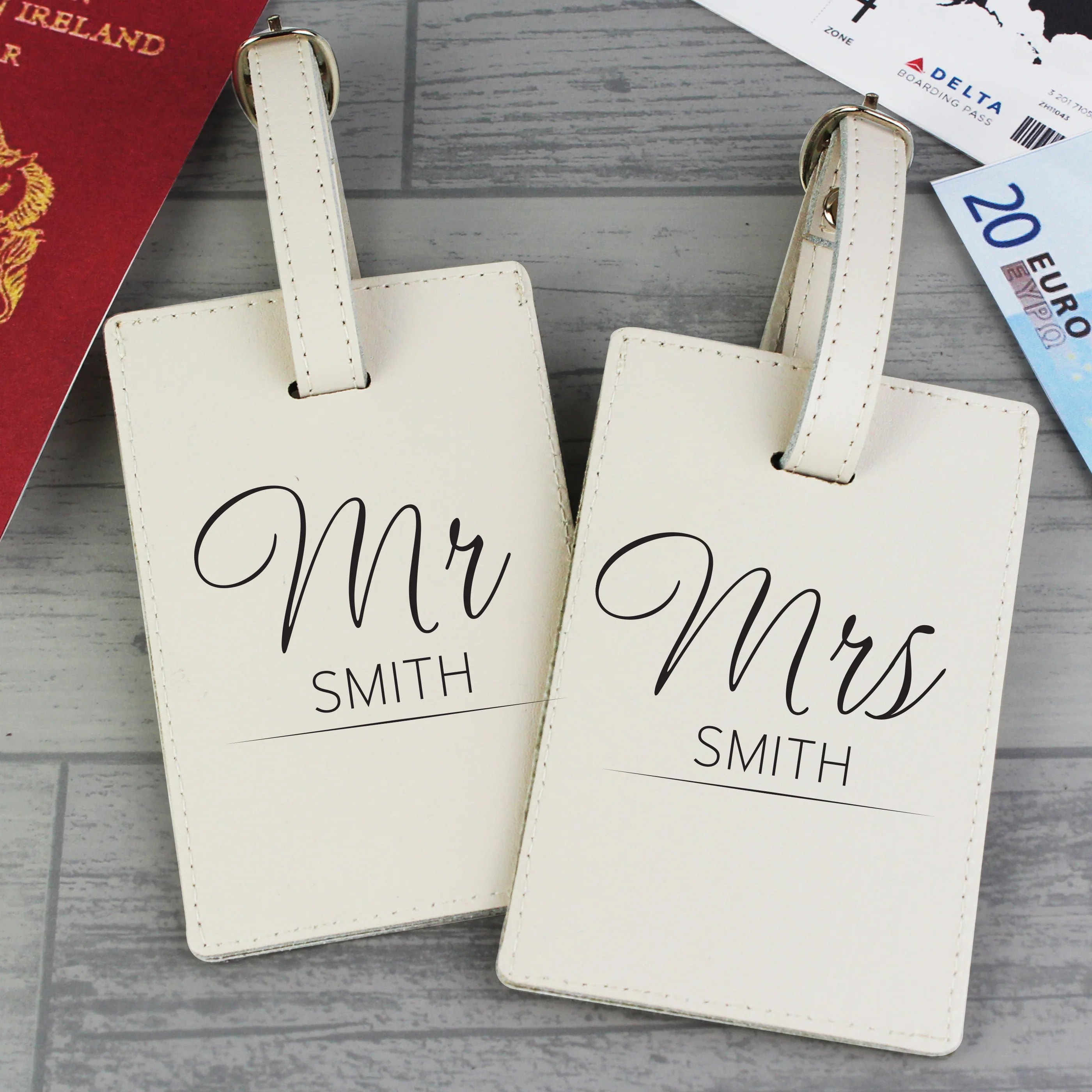 Personalised Couples Classic Cream Luggage Tags - Image 3
