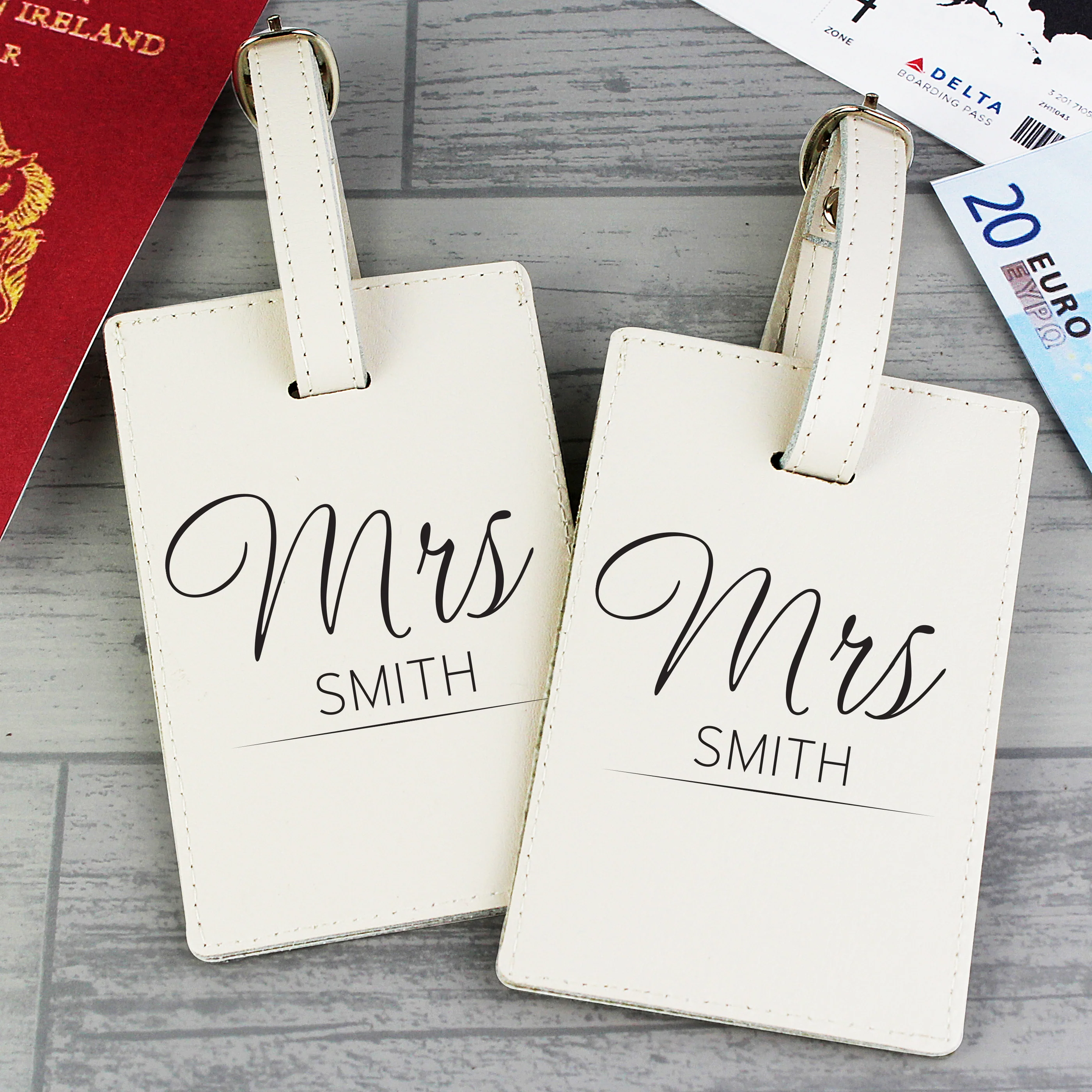 Personalised Couples Classic Cream Luggage Tags - Image 7
