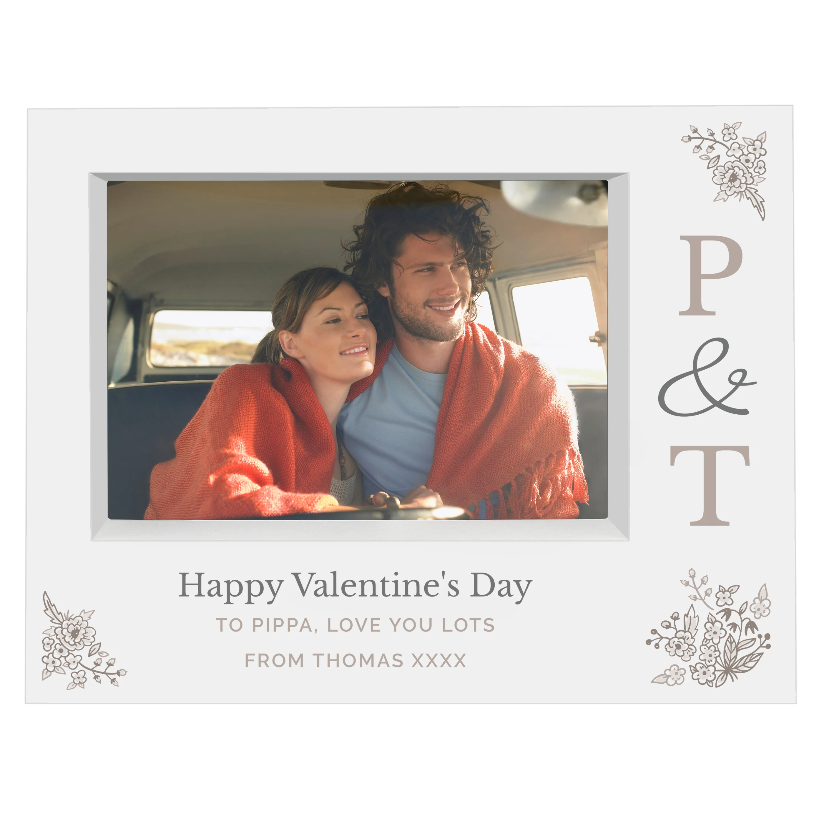 Personalised Couples Initials 5x7 Landscape Box Photo Frame - Image 2