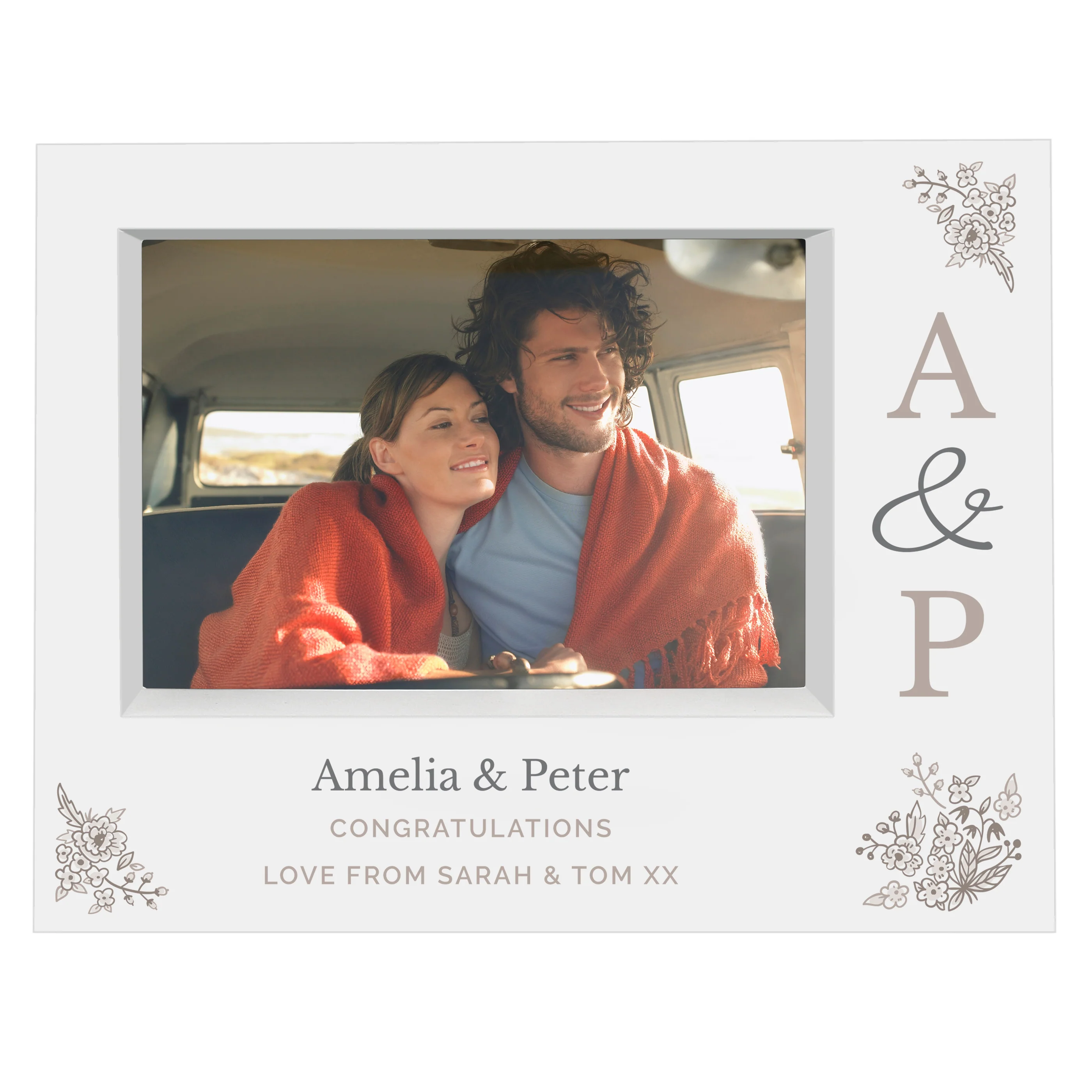 Personalised Couples Initials 5x7 Landscape Box Photo Frame - Image 4