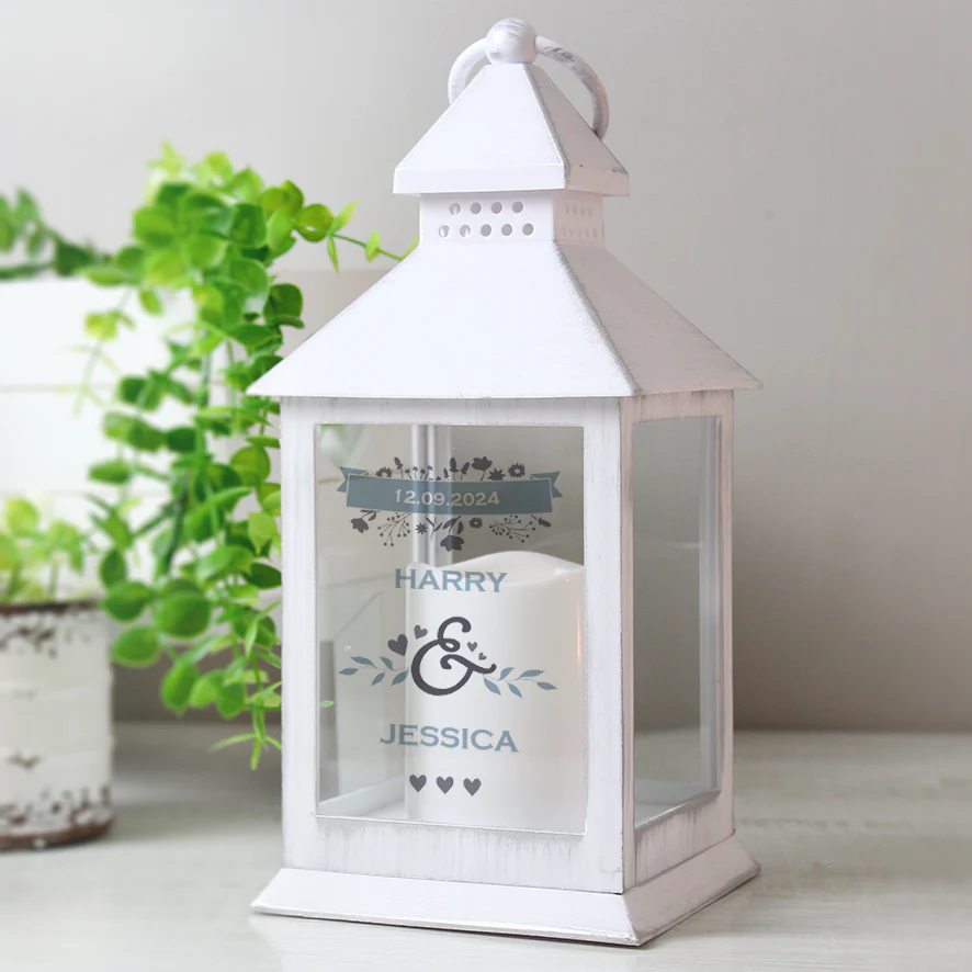Personalised Couples Special Date White Lantern - Image 2