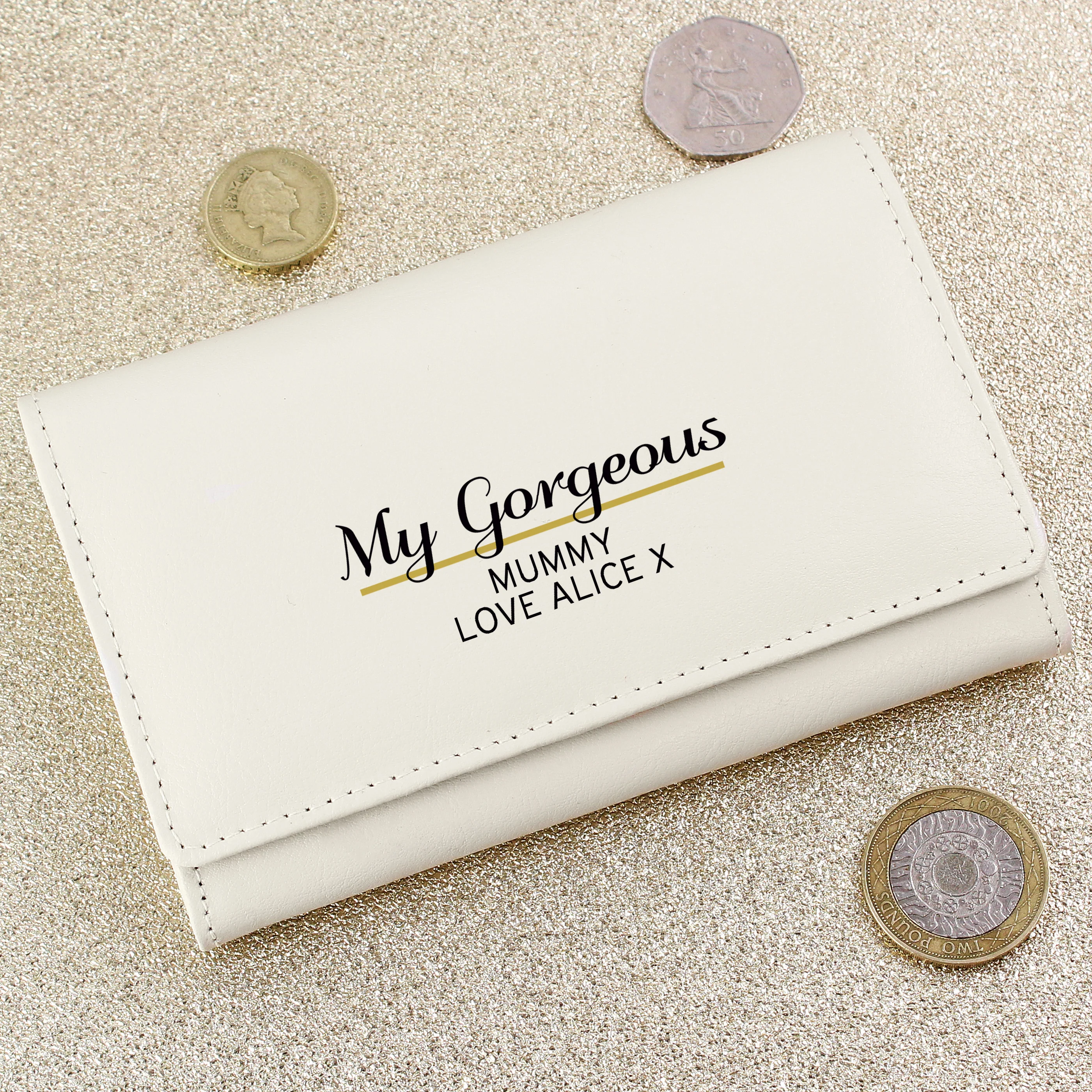 Personalised Cream Leather Purse - Image 6