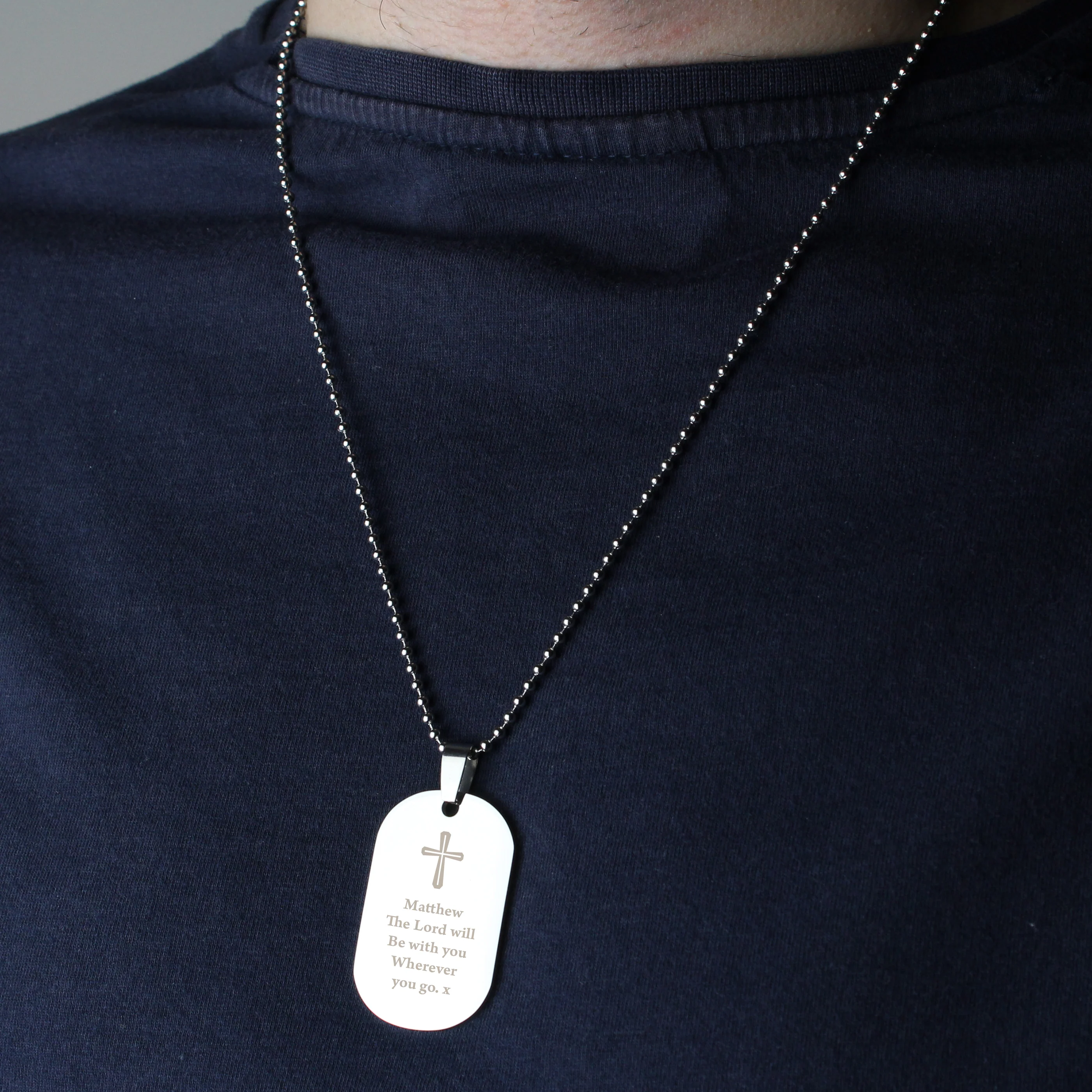 Personalised Cross Stainless Steel Dog Tag Necklace - Image 3