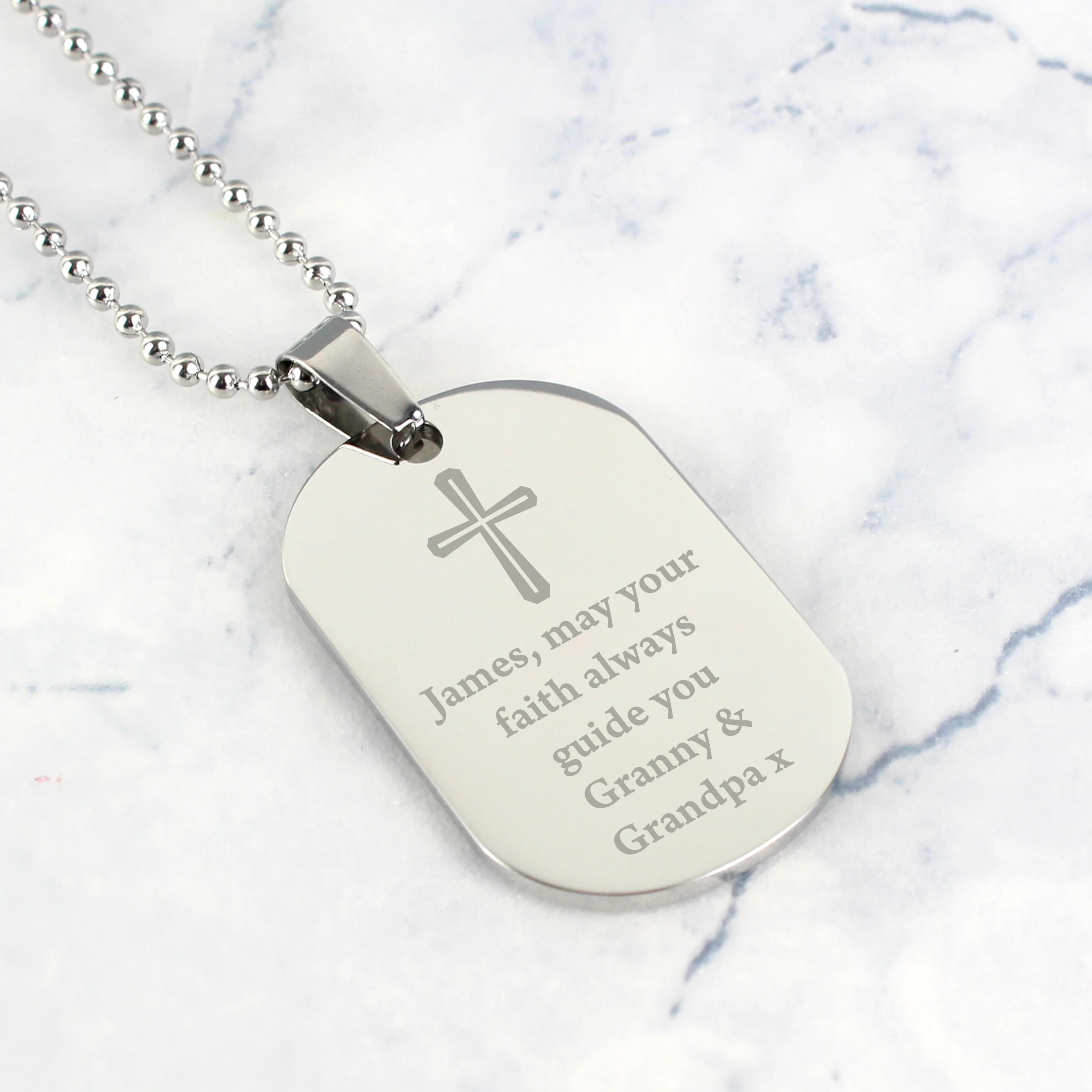 Personalised Cross Stainless Steel Dog Tag Necklace - Image 4